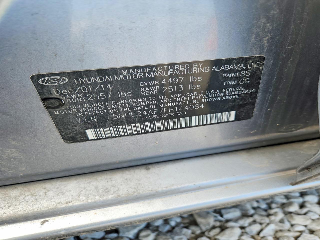 2015 Hyundai Sonata Se Silver vin: 5NPE24AF7FH144084