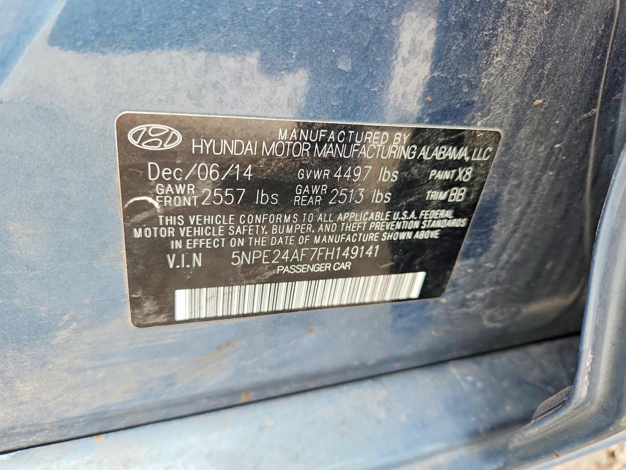 2015 Hyundai Sonata Se Blue vin: 5NPE24AF7FH149141