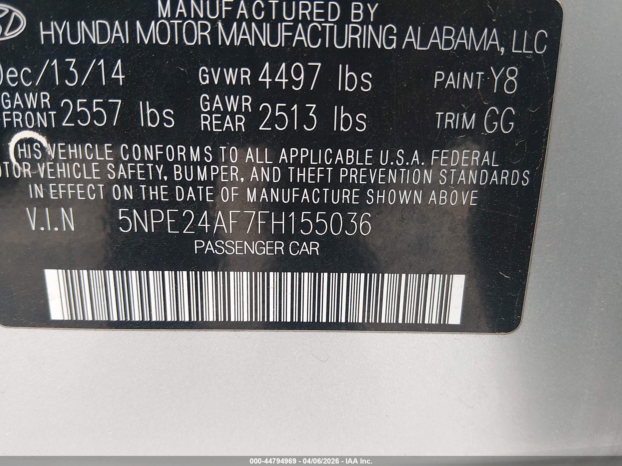 2015 Hyundai Sonata Se Silver vin: 5NPE24AF7FH155036