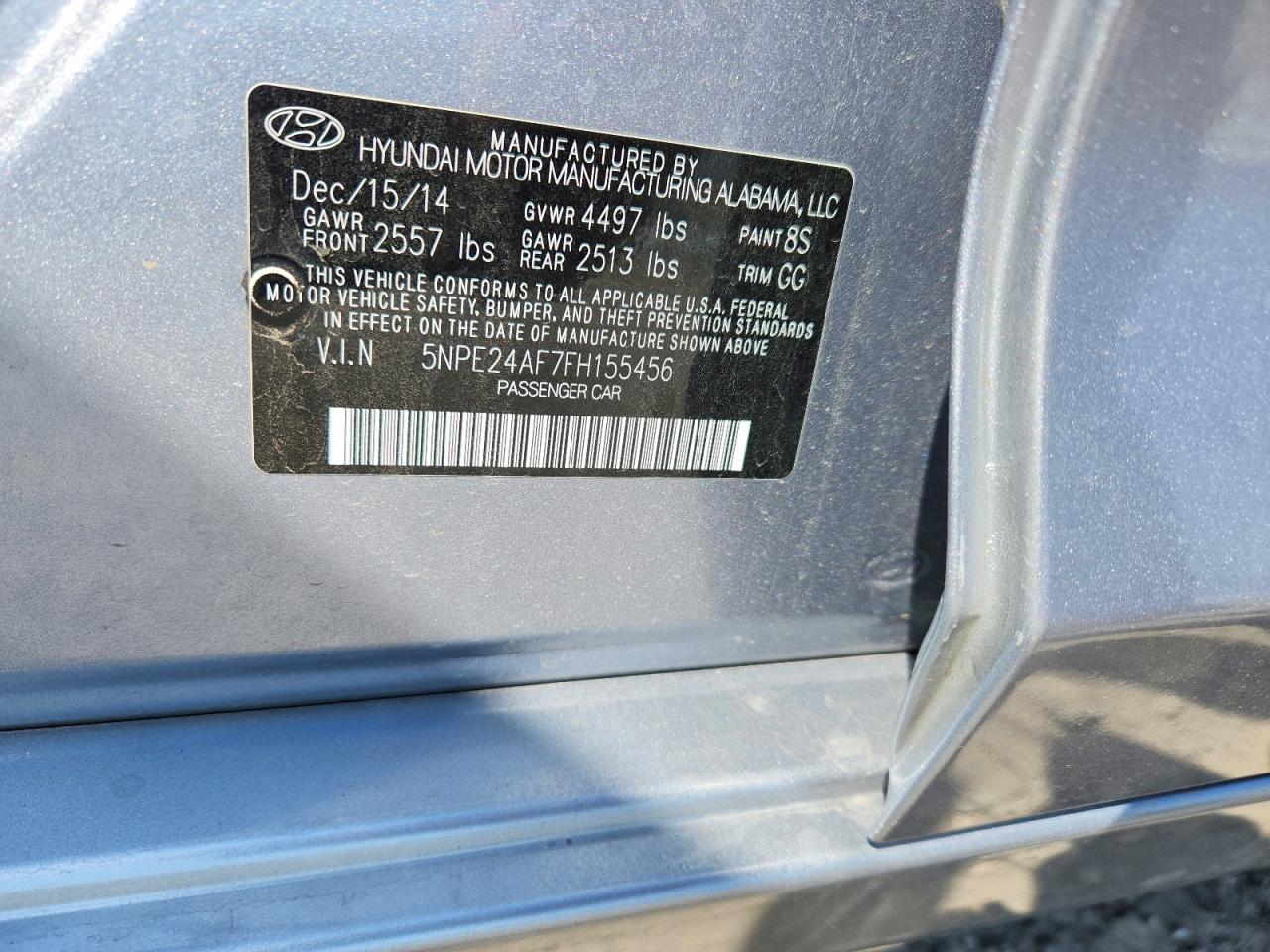 2015 Hyundai Sonata Se Silver vin: 5NPE24AF7FH155456