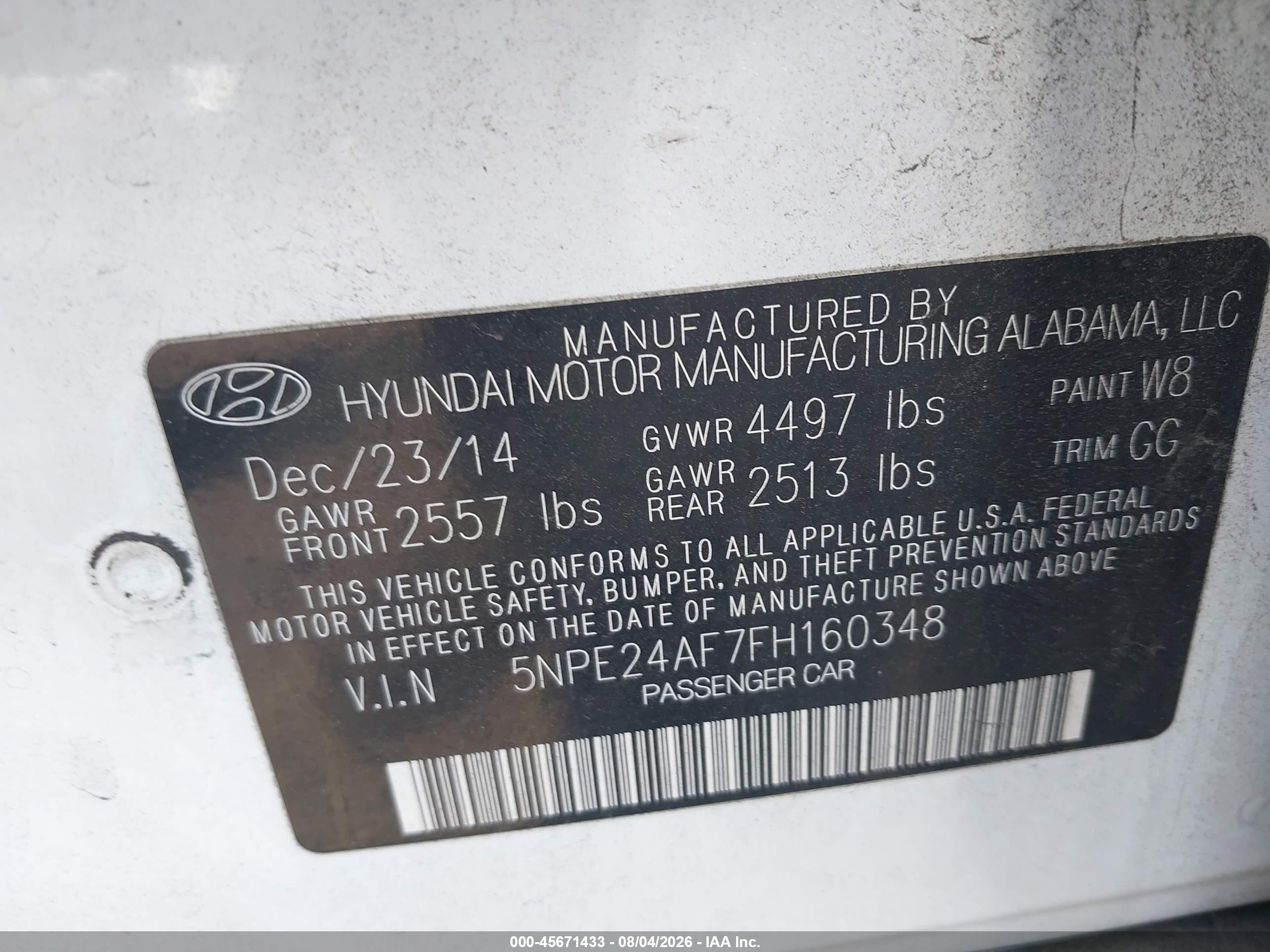 2015 Hyundai Sonata Se White vin: 5NPE24AF7FH160348