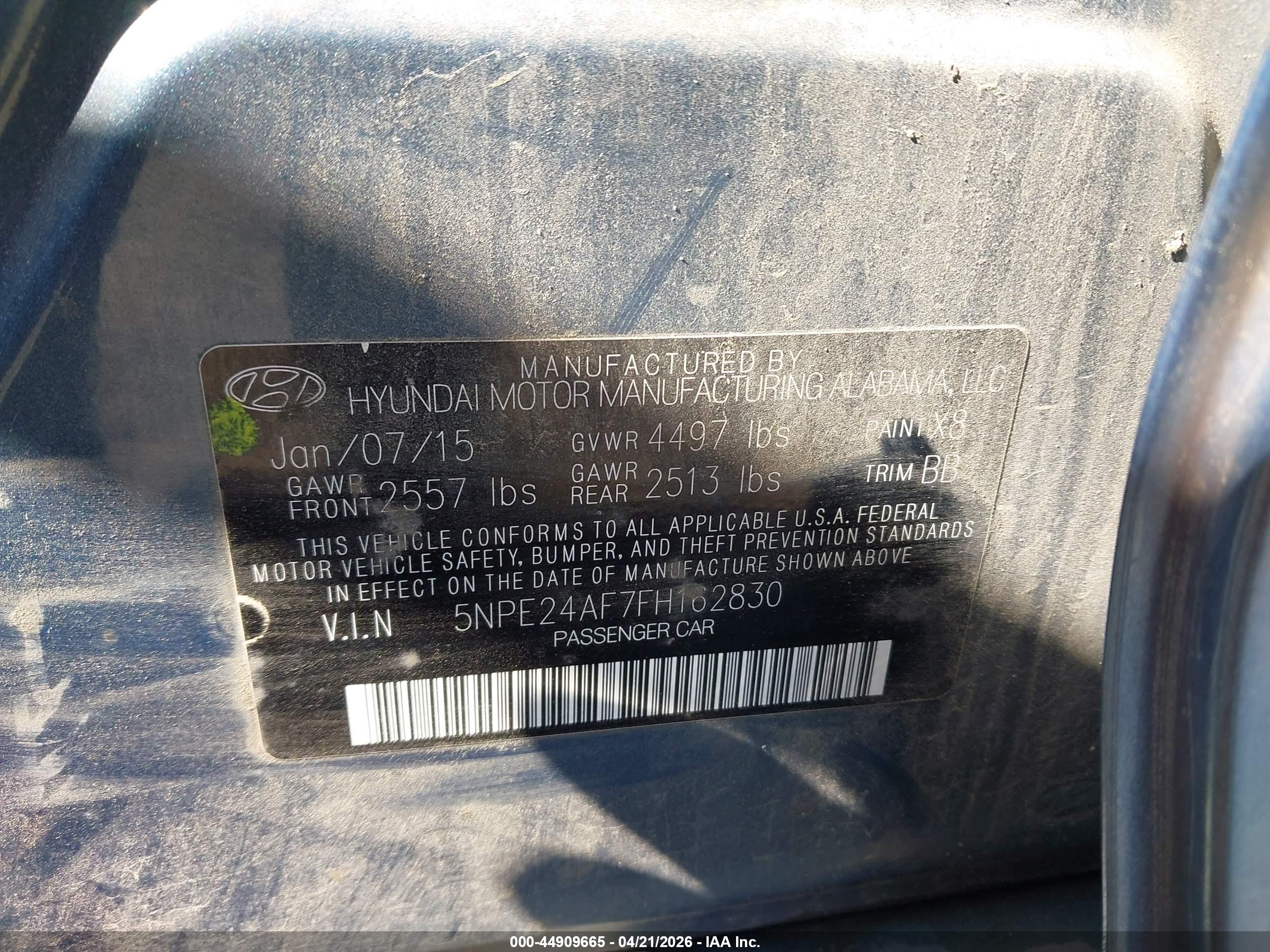 2015 Hyundai Sonata Se Blue vin: 5NPE24AF7FH162830
