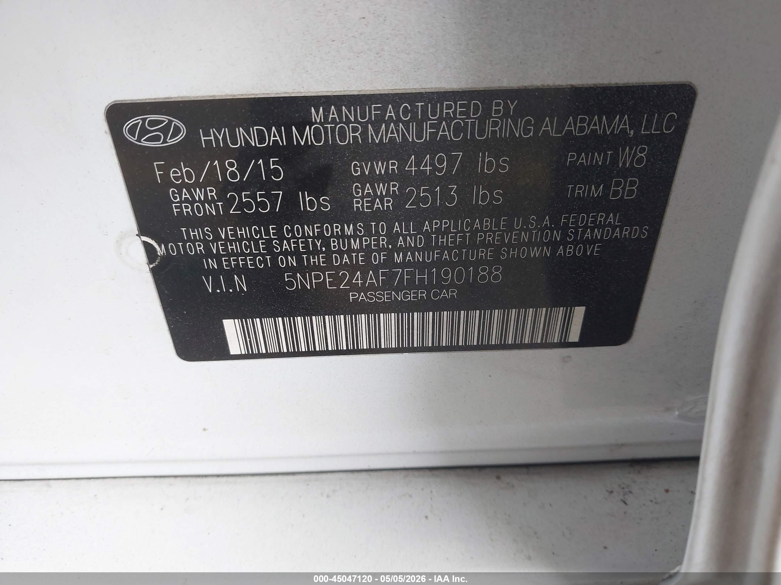 2015 Hyundai Sonata Se White vin: 5NPE24AF7FH190188