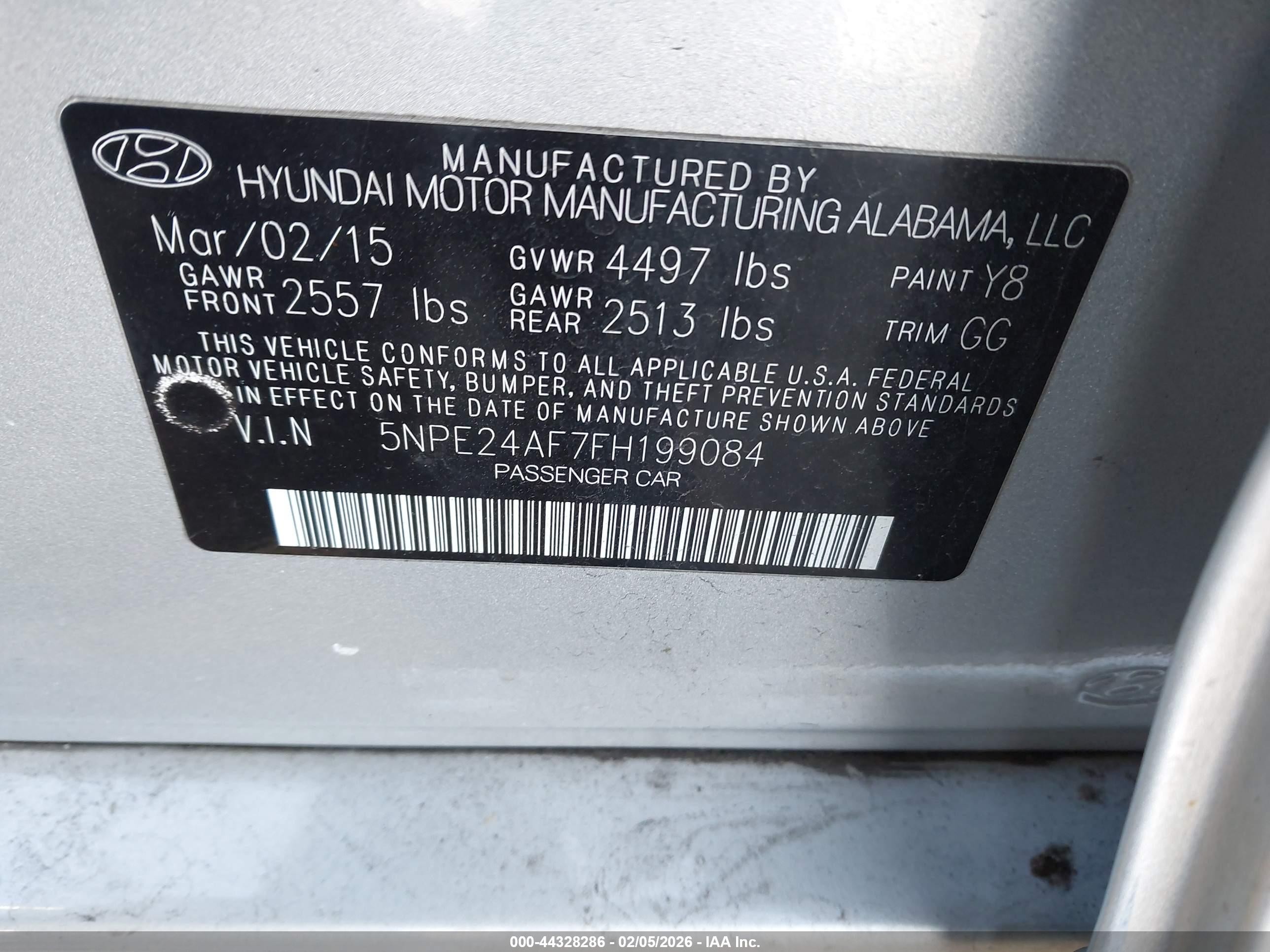 2015 Hyundai Sonata Se Silver vin: 5NPE24AF7FH199084