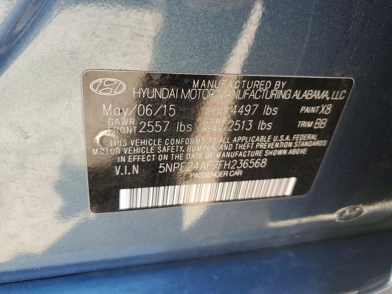 2015 Hyundai Sonata Se Синий vin: 5NPE24AF7FH236568