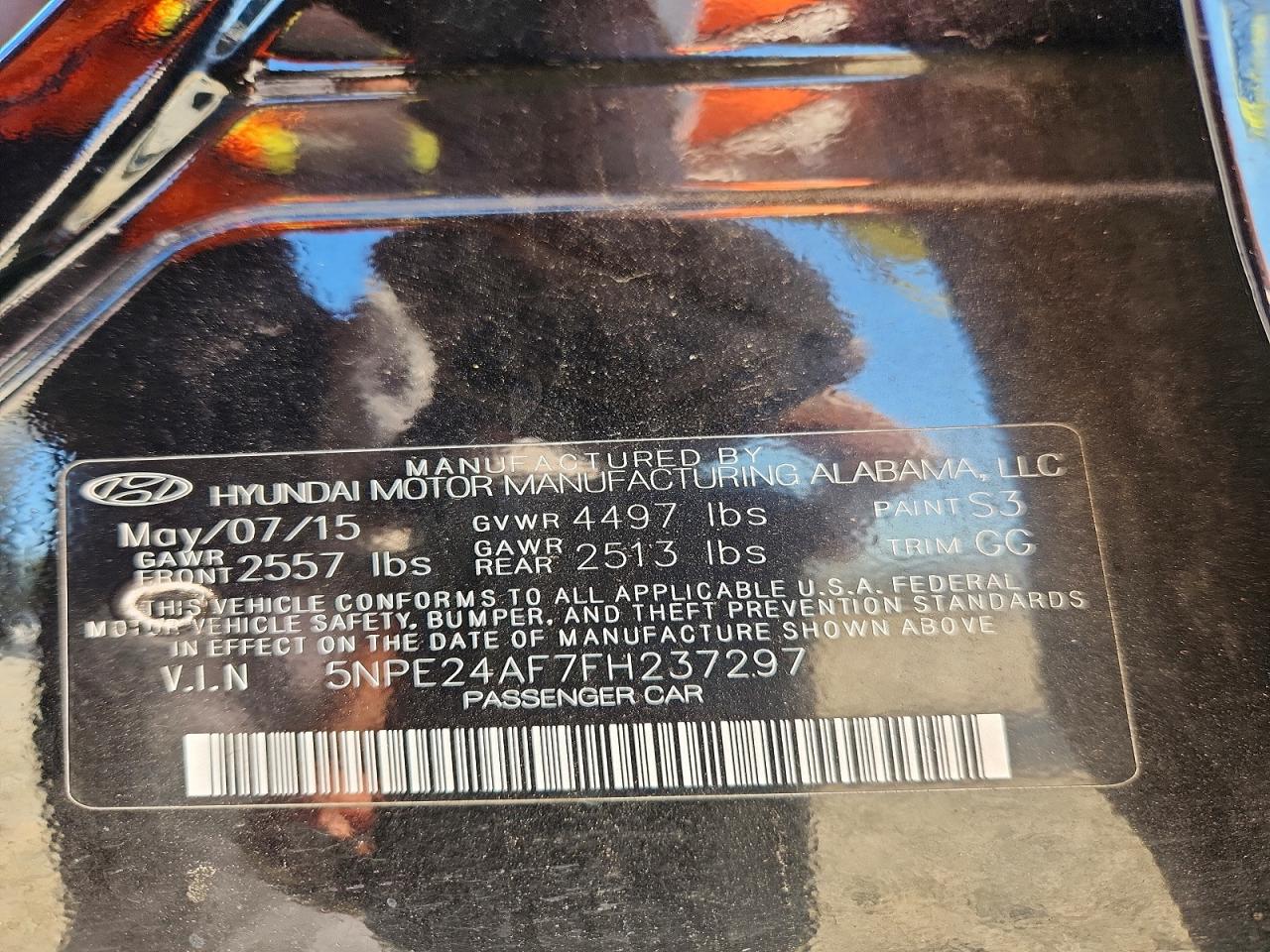 2015 Hyundai Sonata Se Black vin: 5NPE24AF7FH237297
