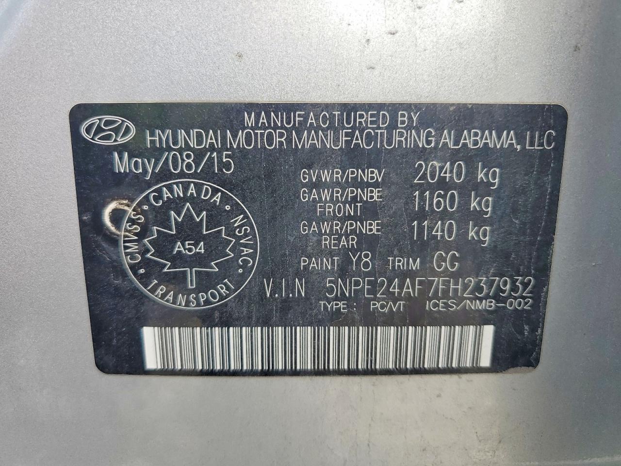 2015 Hyundai Sonata Se Silver vin: 5NPE24AF7FH237932
