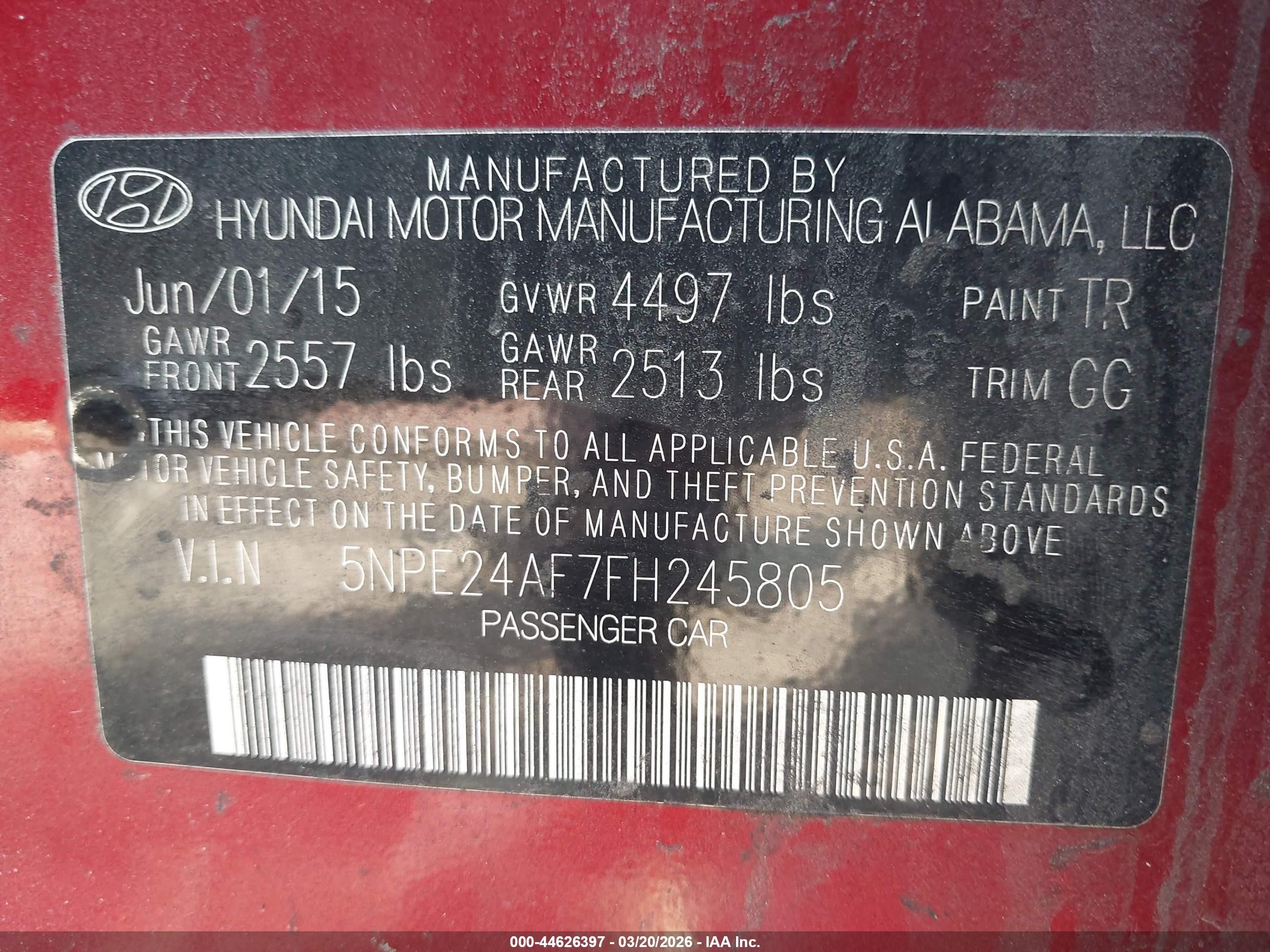 2015 Hyundai Sonata Se Red vin: 5NPE24AF7FH245805