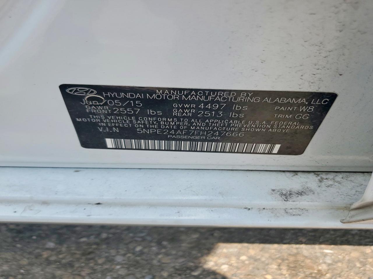 2015 Hyundai Sonata Se White vin: 5NPE24AF7FH247666