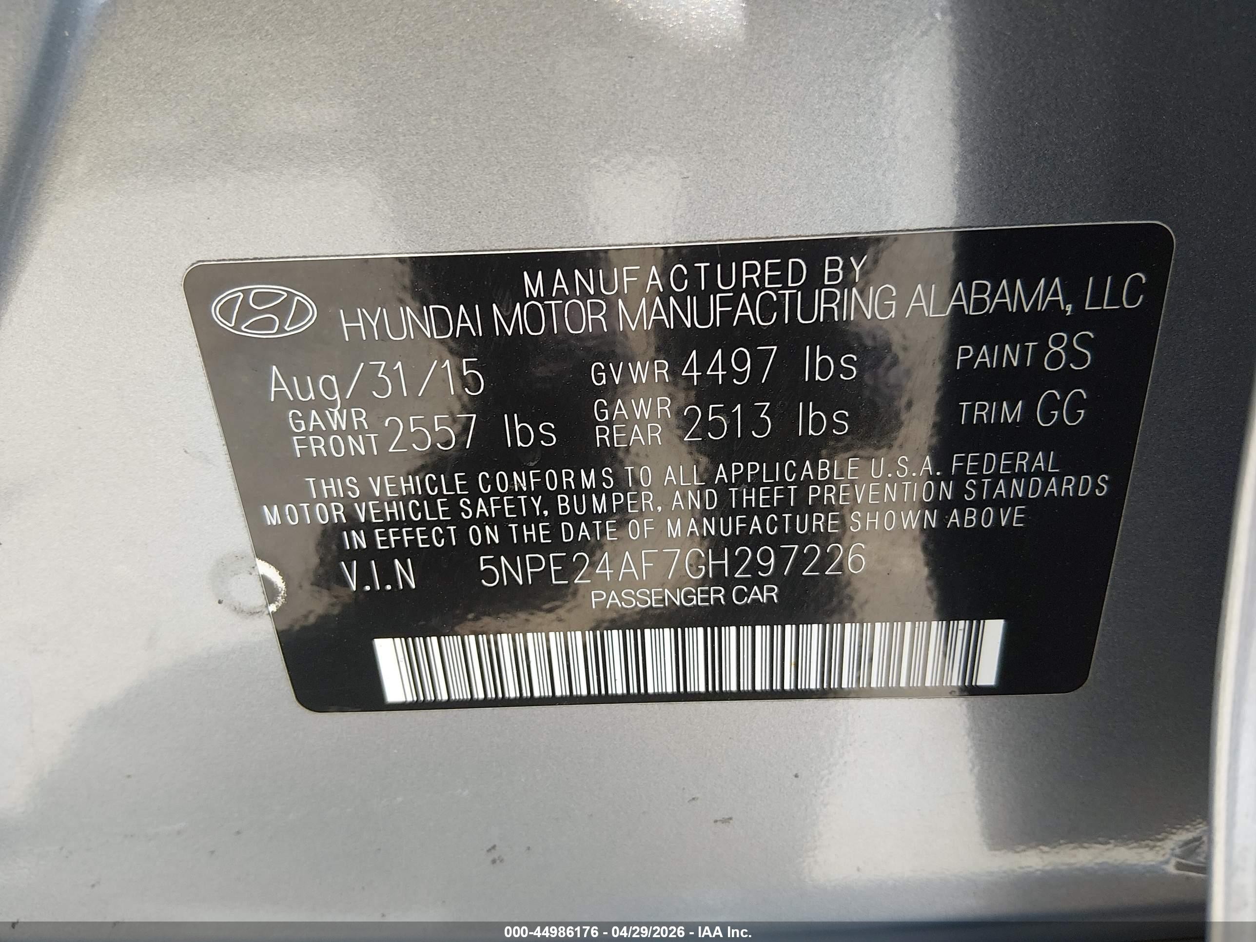 2016 Hyundai Sonata Se Серый vin: 5NPE24AF7GH297226