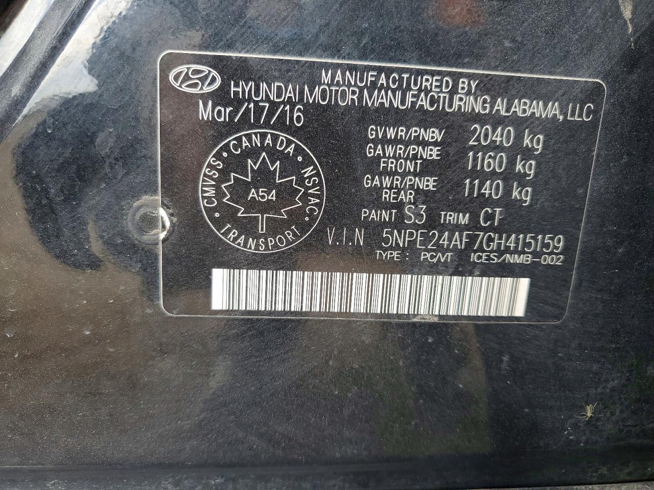 2016 Hyundai Sonata Se Black vin: 5NPE24AF7GH415159