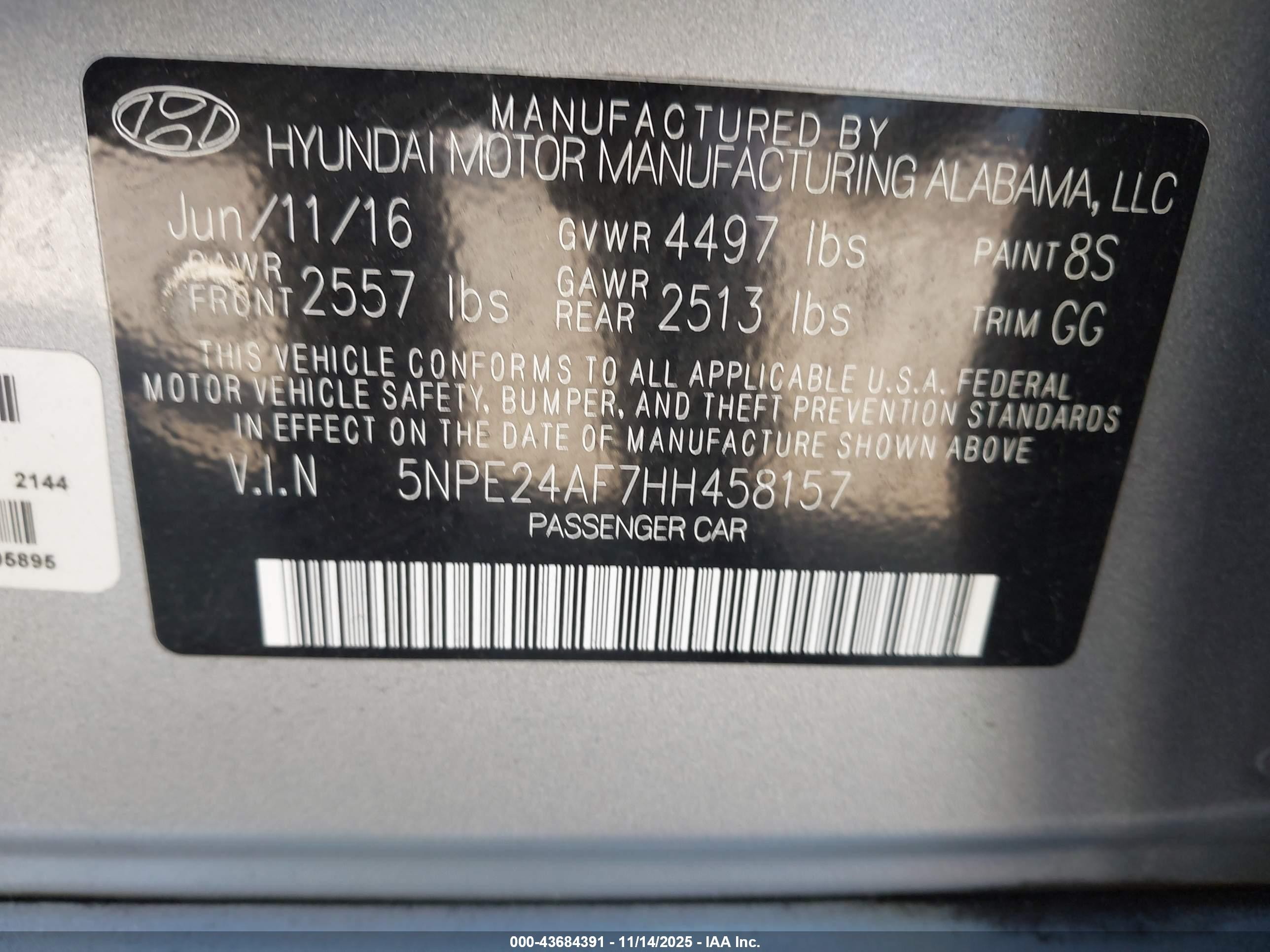 2017 Hyundai Sonata   Gray vin: 5NPE24AF7HH458157