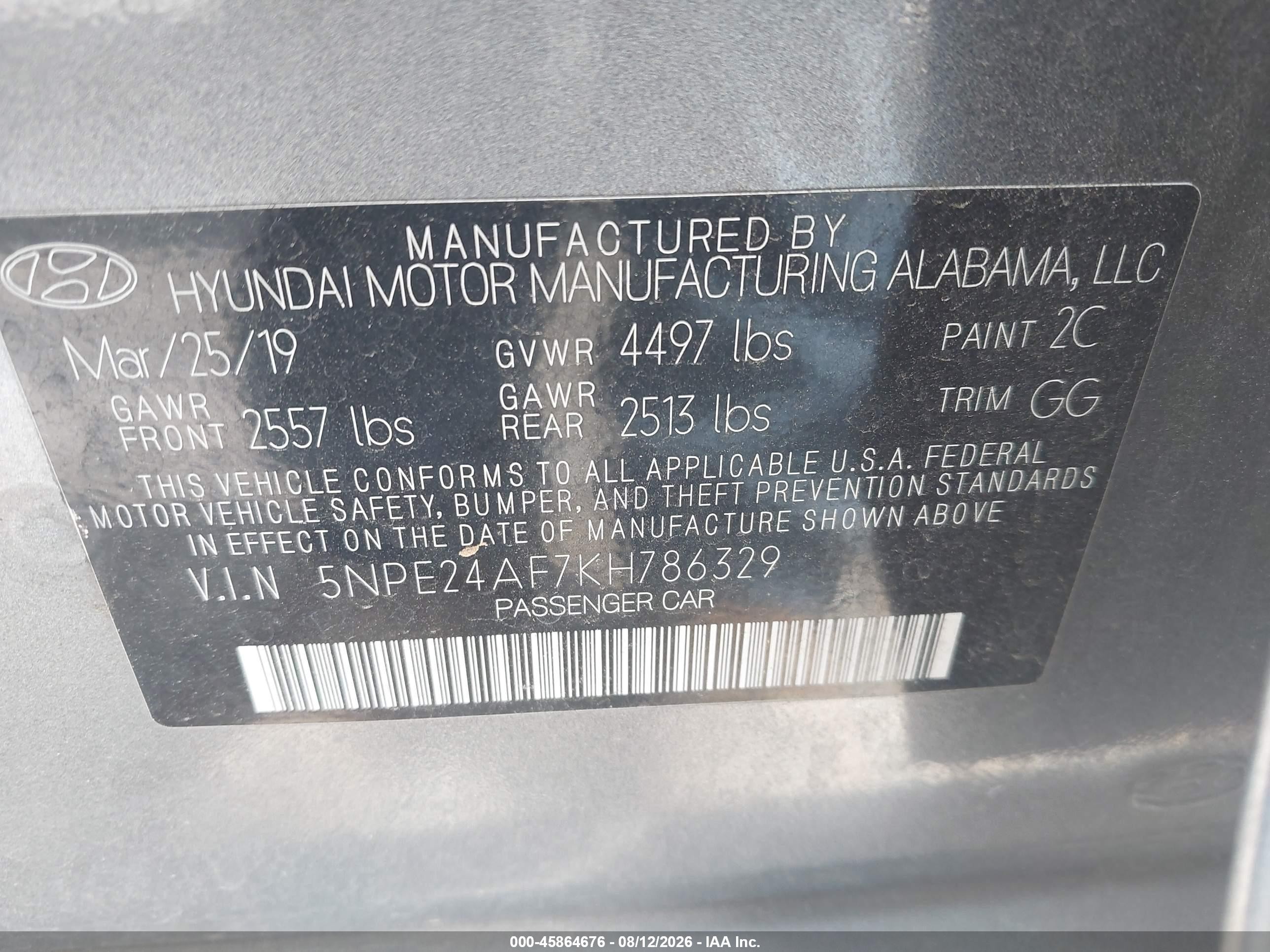 2019 Hyundai Sonata Se Gray vin: 5NPE24AF7KH786329