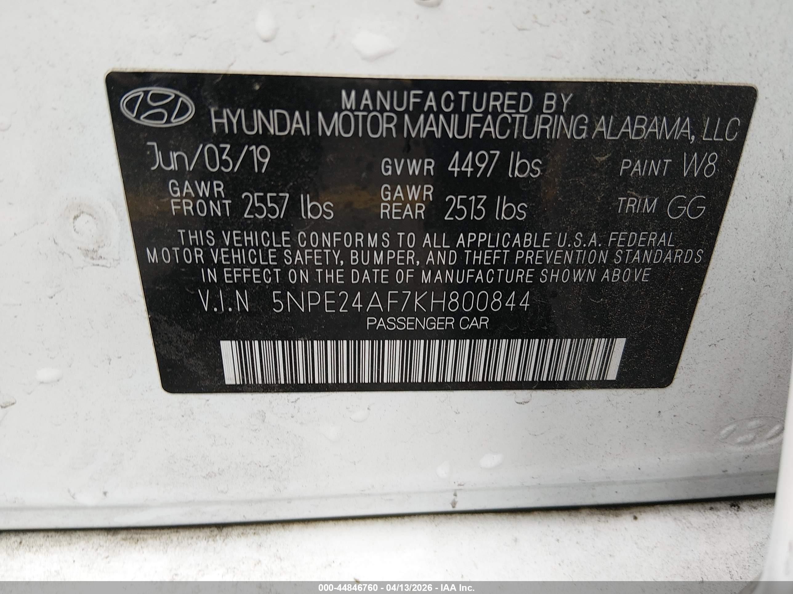 2019 Hyundai Sonata Se White vin: 5NPE24AF7KH800844