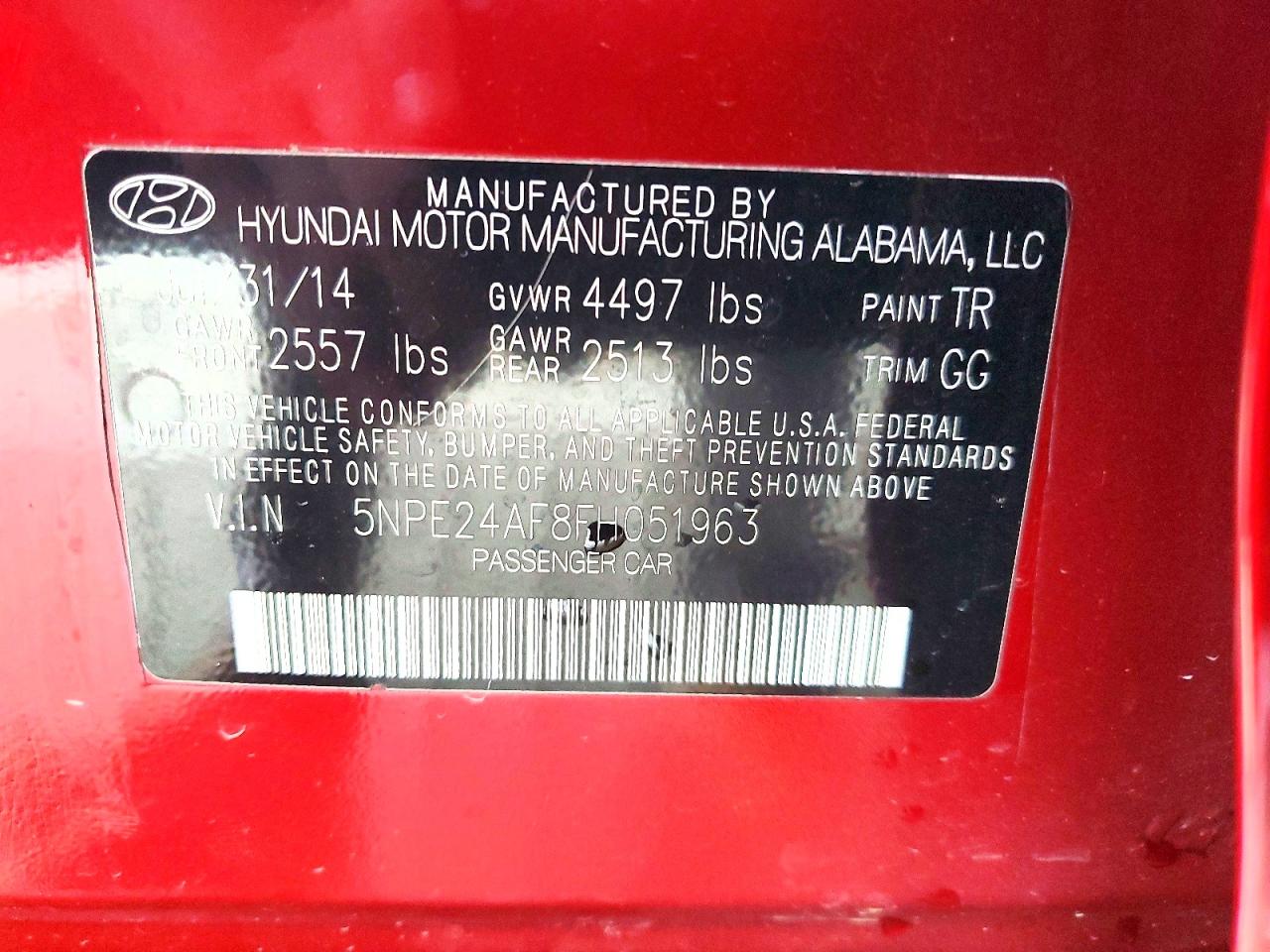 2015 Hyundai Sonata Se Red vin: 5NPE24AF8FH051963