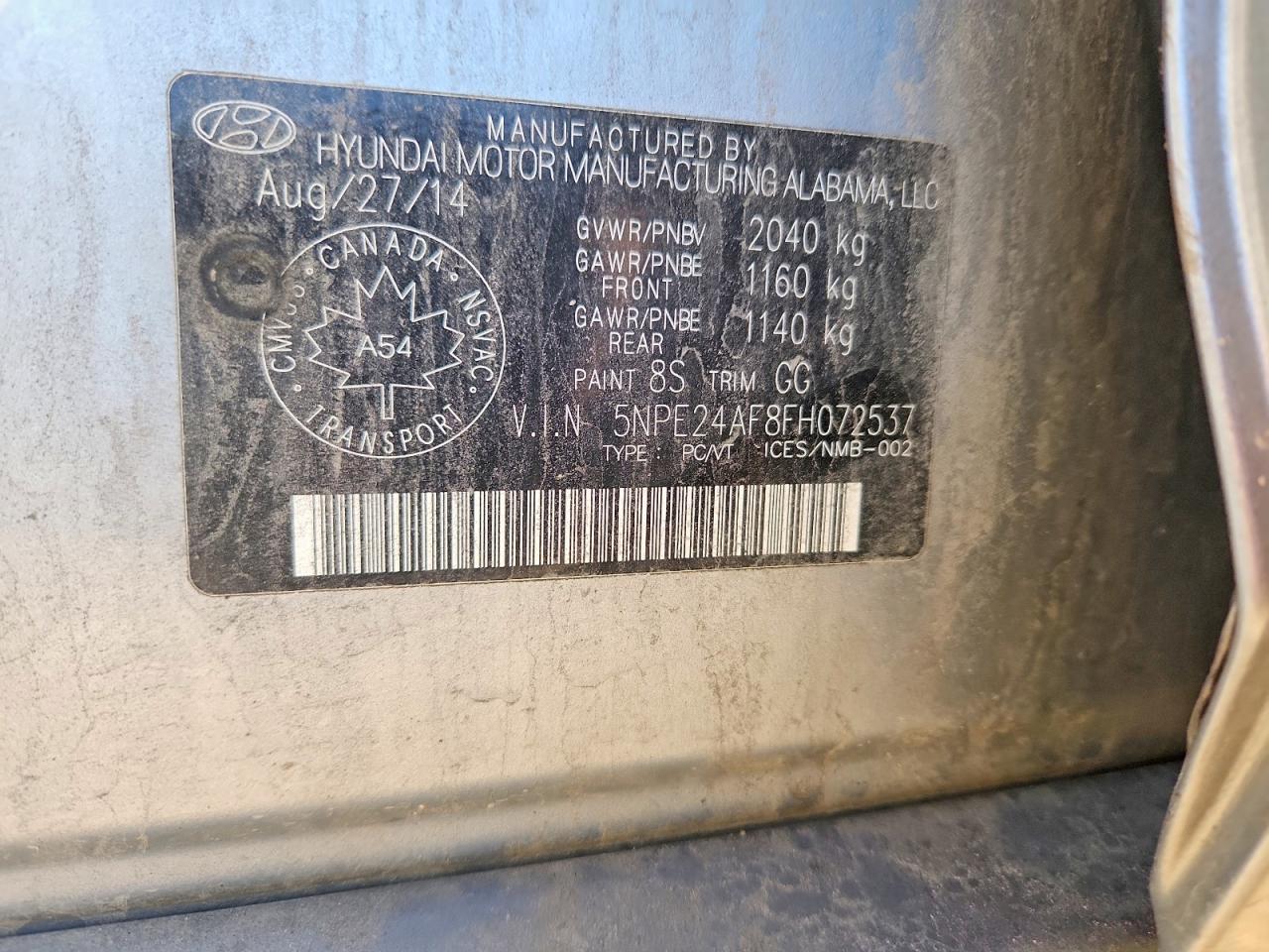 2015 Hyundai Sonata Se Gray vin: 5NPE24AF8FH072537