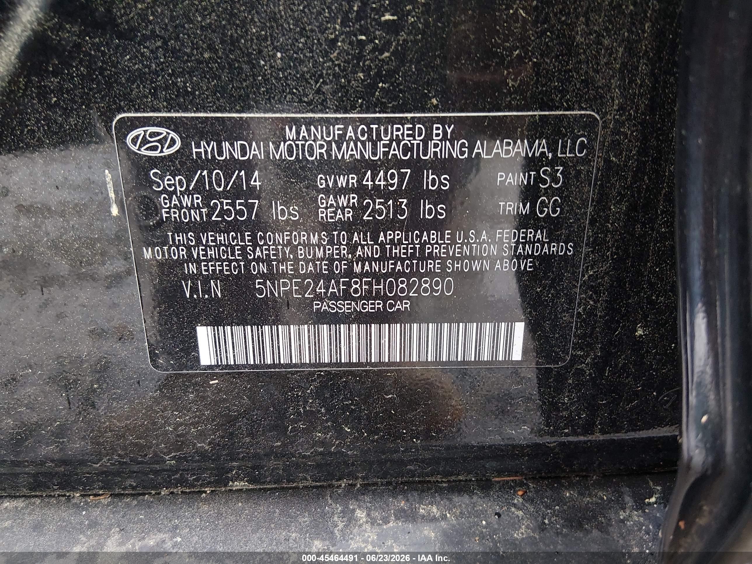 2015 Hyundai Sonata Se Black vin: 5NPE24AF8FH082890