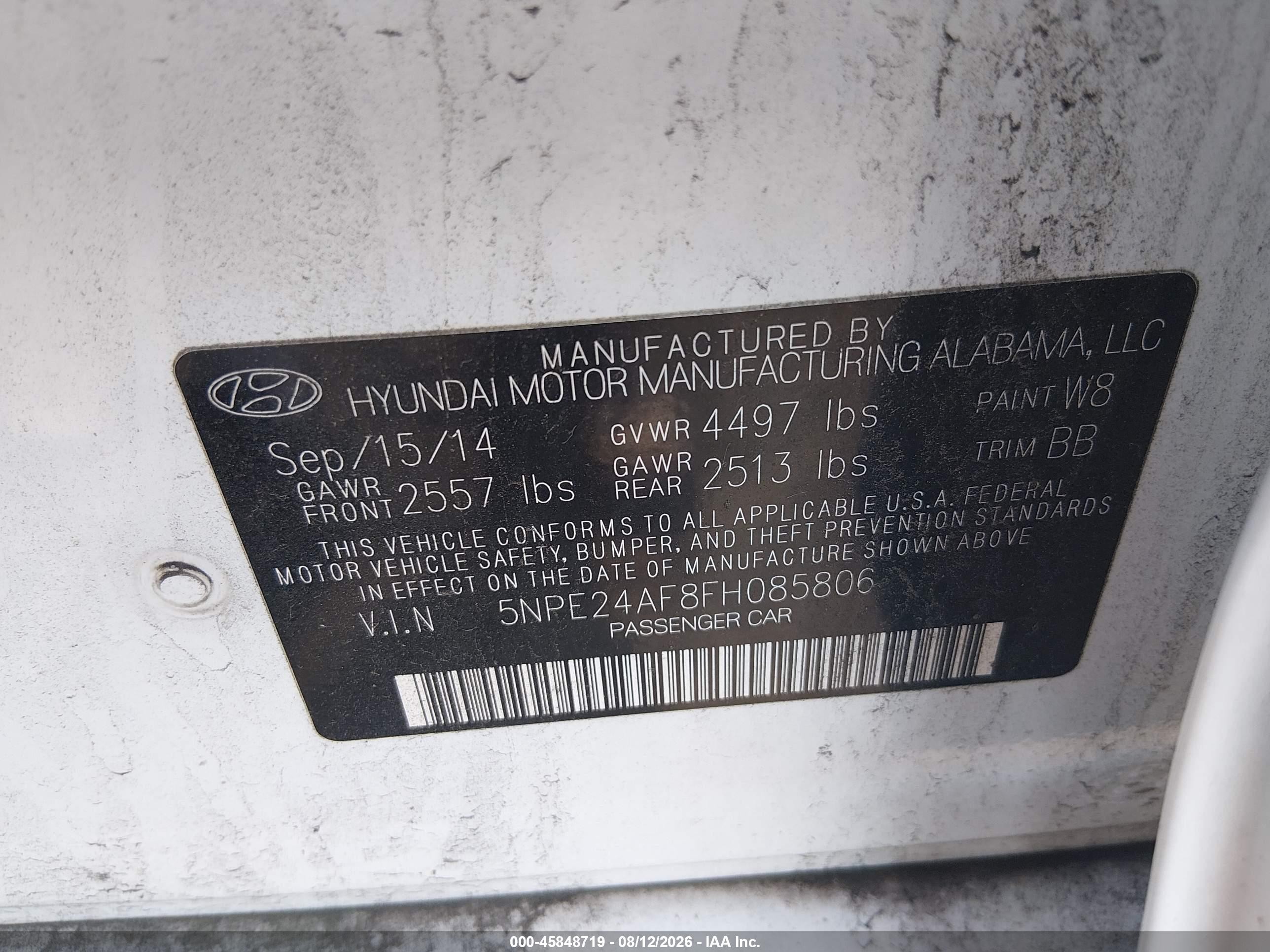 2015 Hyundai Sonata Se White vin: 5NPE24AF8FH085806