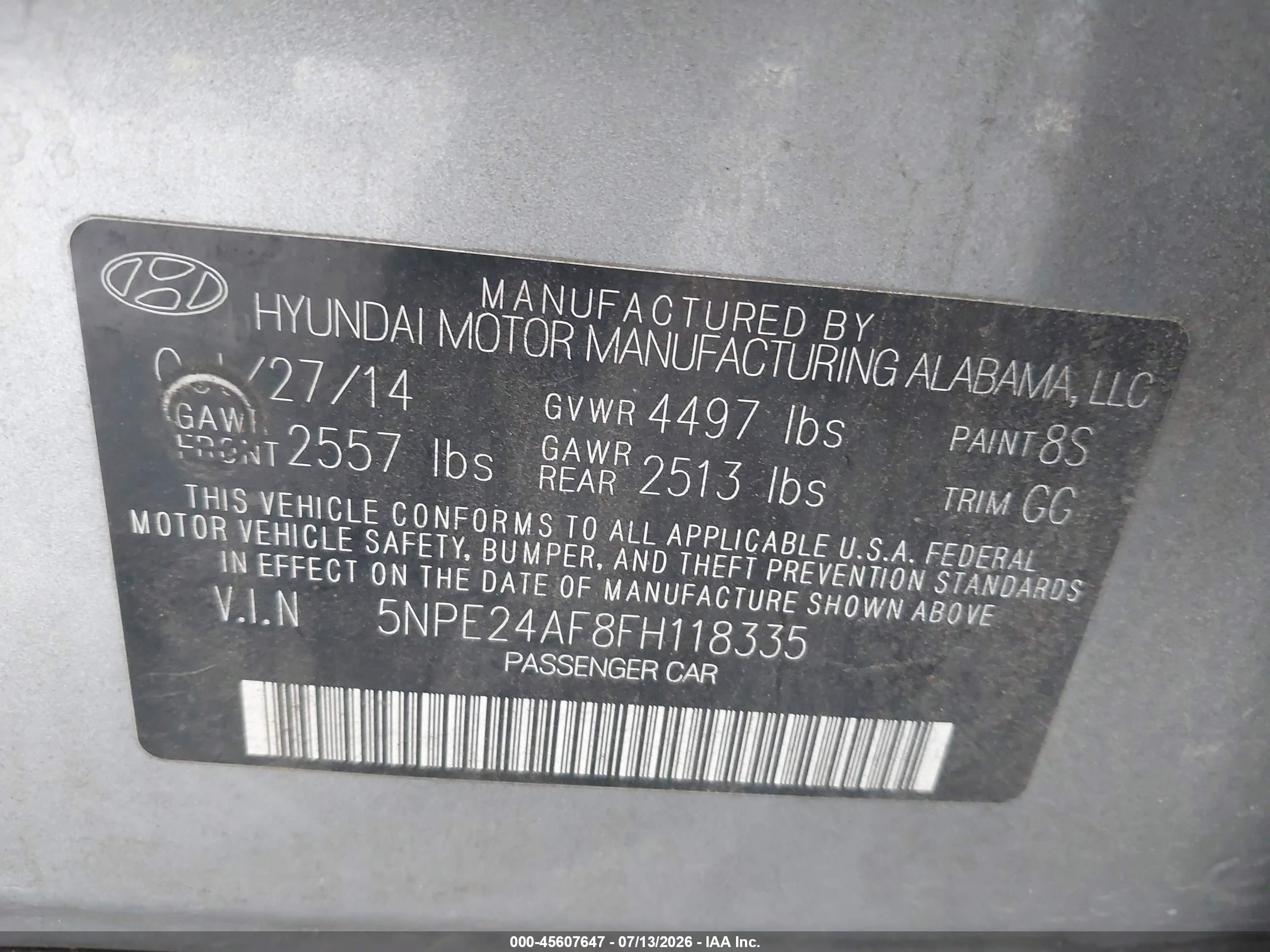 2015 Hyundai Sonata Se Silver vin: 5NPE24AF8FH118335