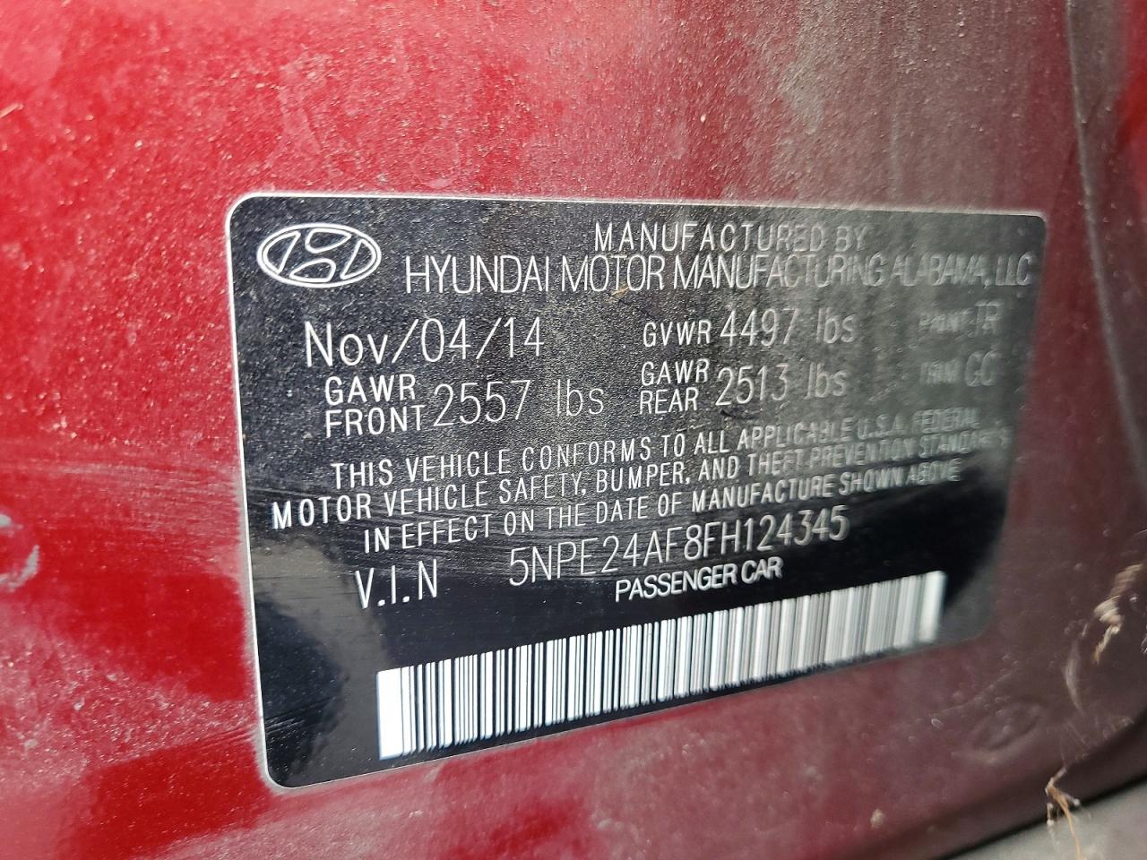 2015 Hyundai Sonata Se Red vin: 5NPE24AF8FH124345