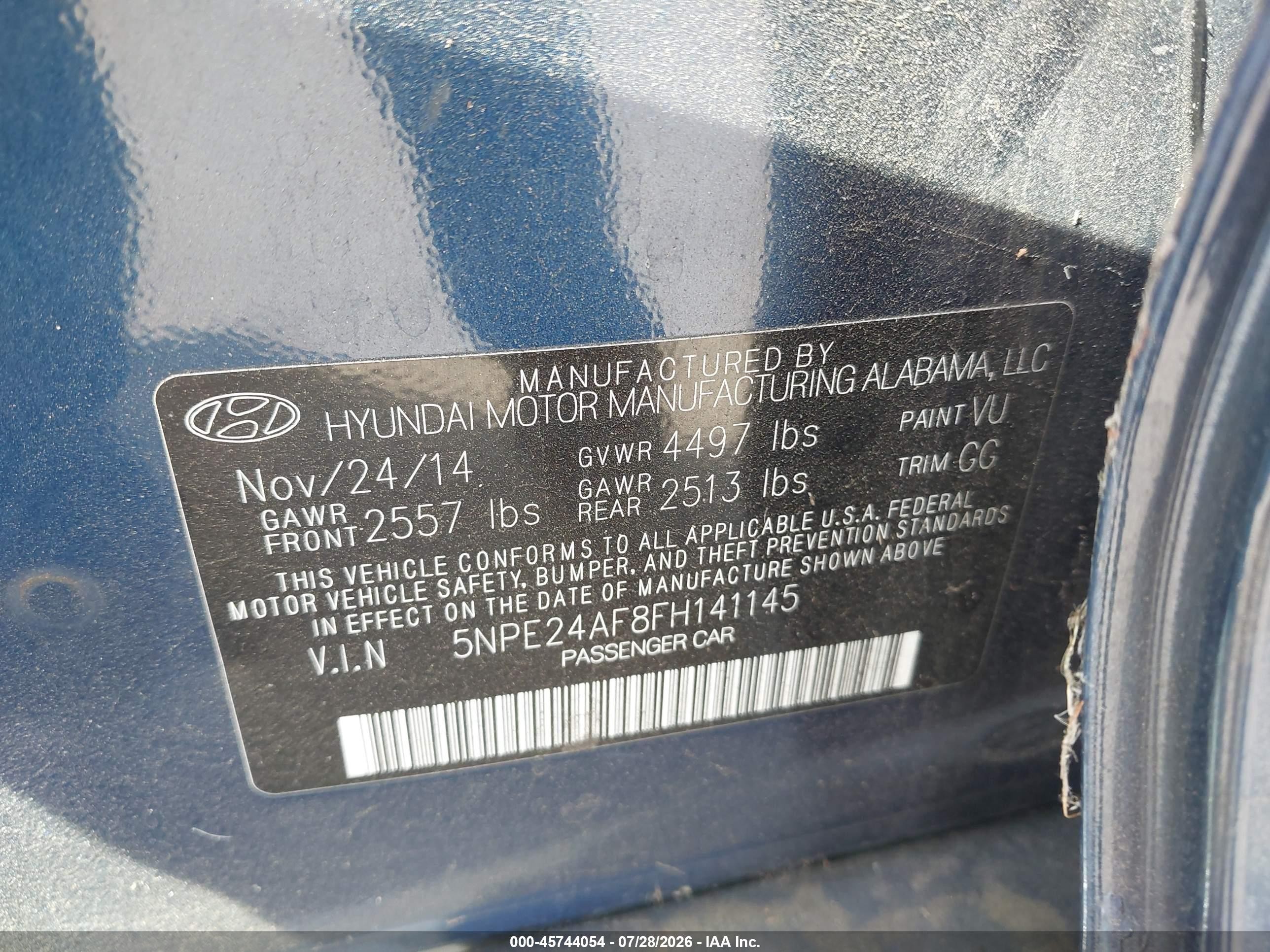 2015 Hyundai Sonata Se Blue vin: 5NPE24AF8FH141145