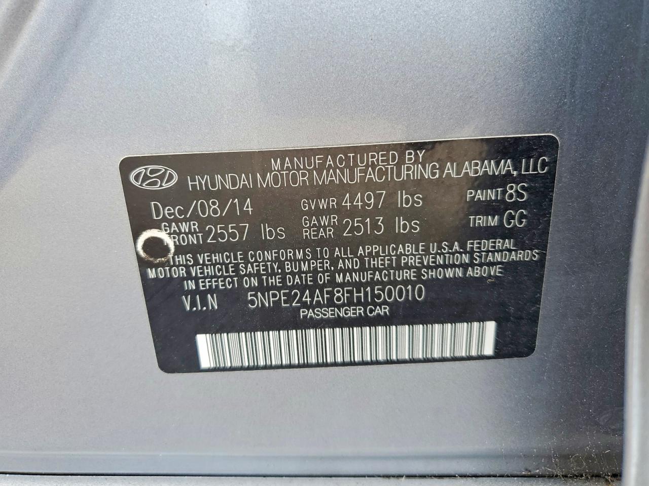2015 Hyundai Sonata Se Silver vin: 5NPE24AF8FH150010