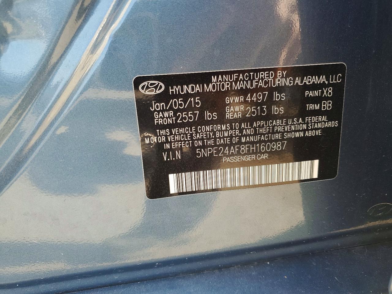 2015 Hyundai Sonata Se Blue vin: 5NPE24AF8FH160987