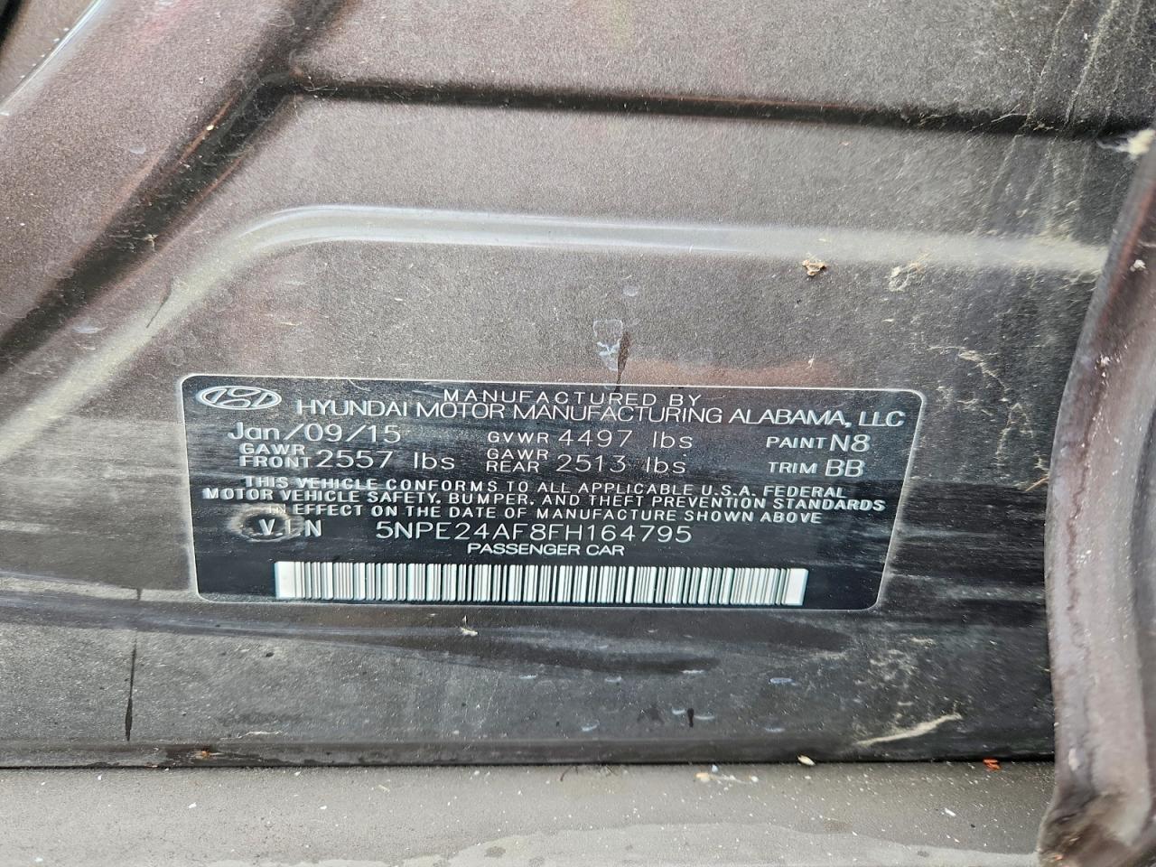 2015 Hyundai Sonata Se Gray vin: 5NPE24AF8FH164795