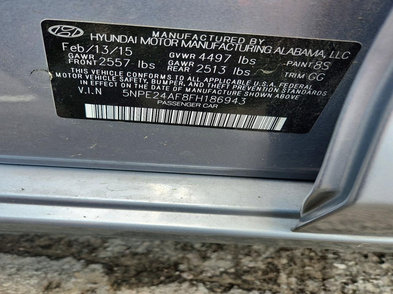 2015 Hyundai Sonata Se Silver vin: 5NPE24AF8FH186943