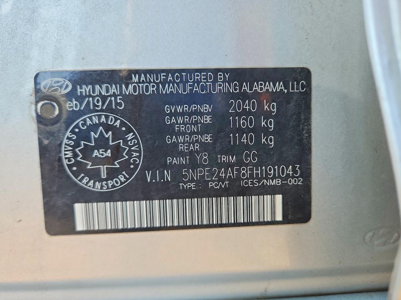 2015 Hyundai Sonata Se Silver vin: 5NPE24AF8FH191043