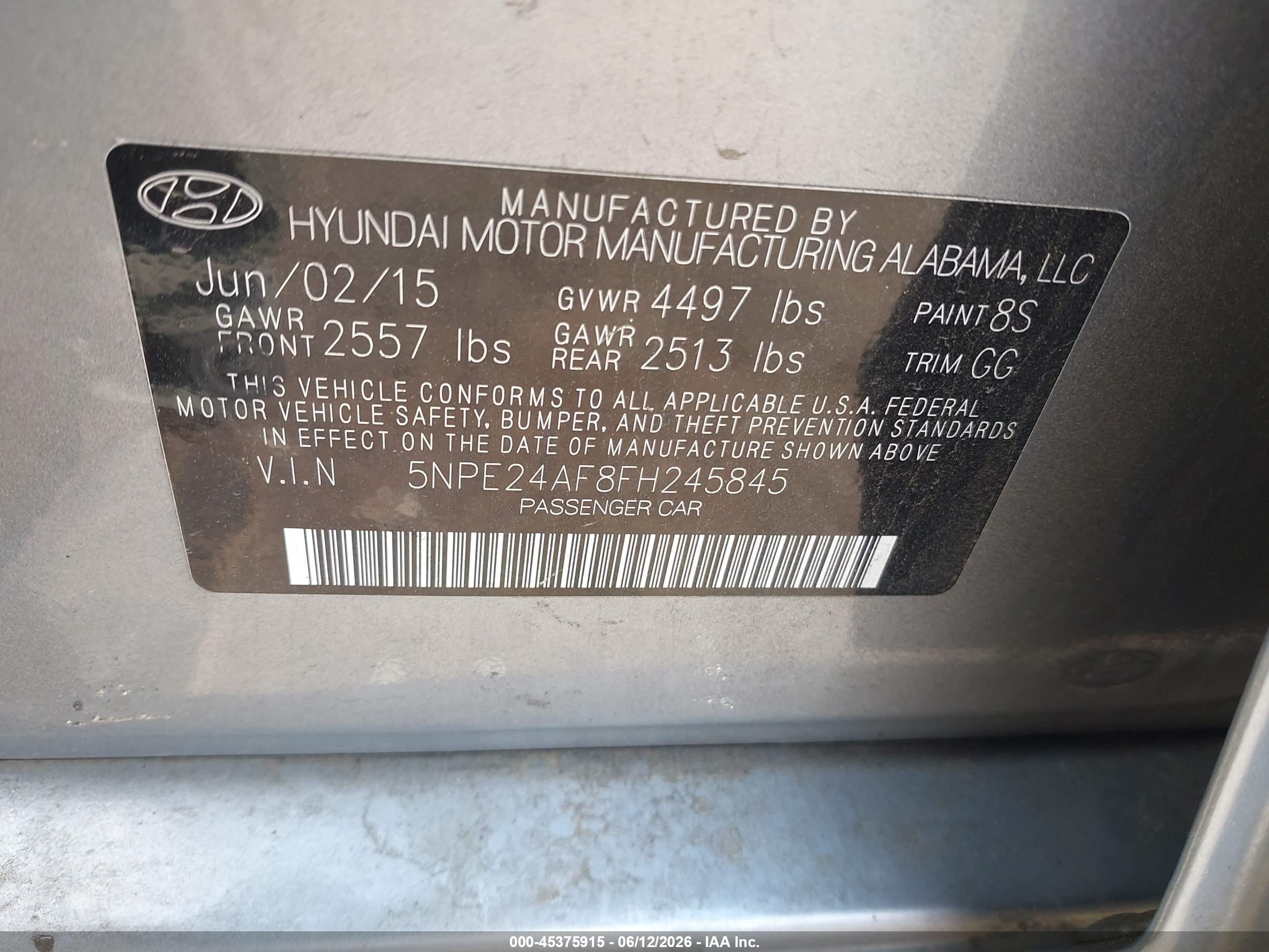 2015 Hyundai Sonata Se Blue vin: 5NPE24AF8FH245845
