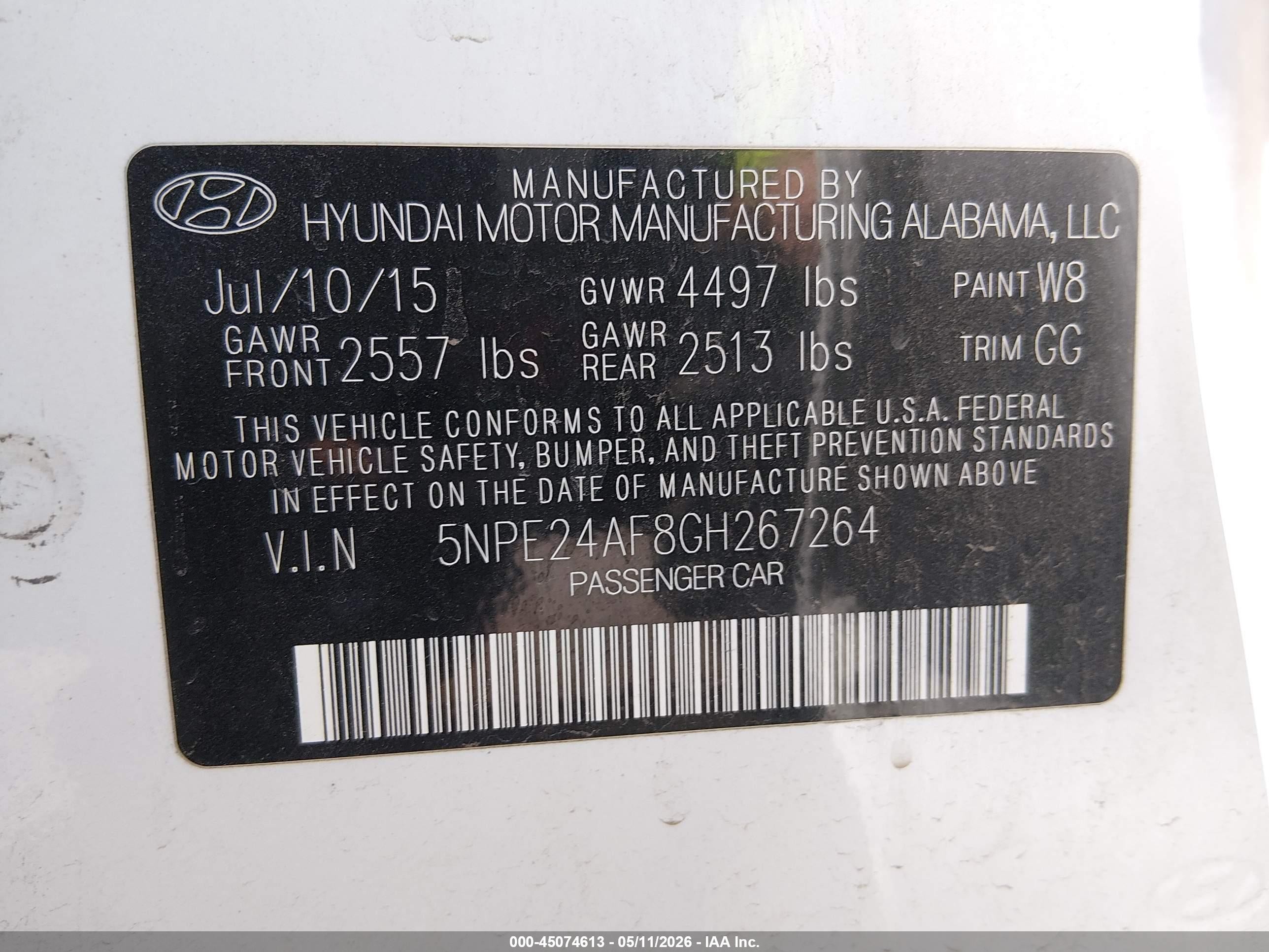 2016 Hyundai Sonata Se White vin: 5NPE24AF8GH267264