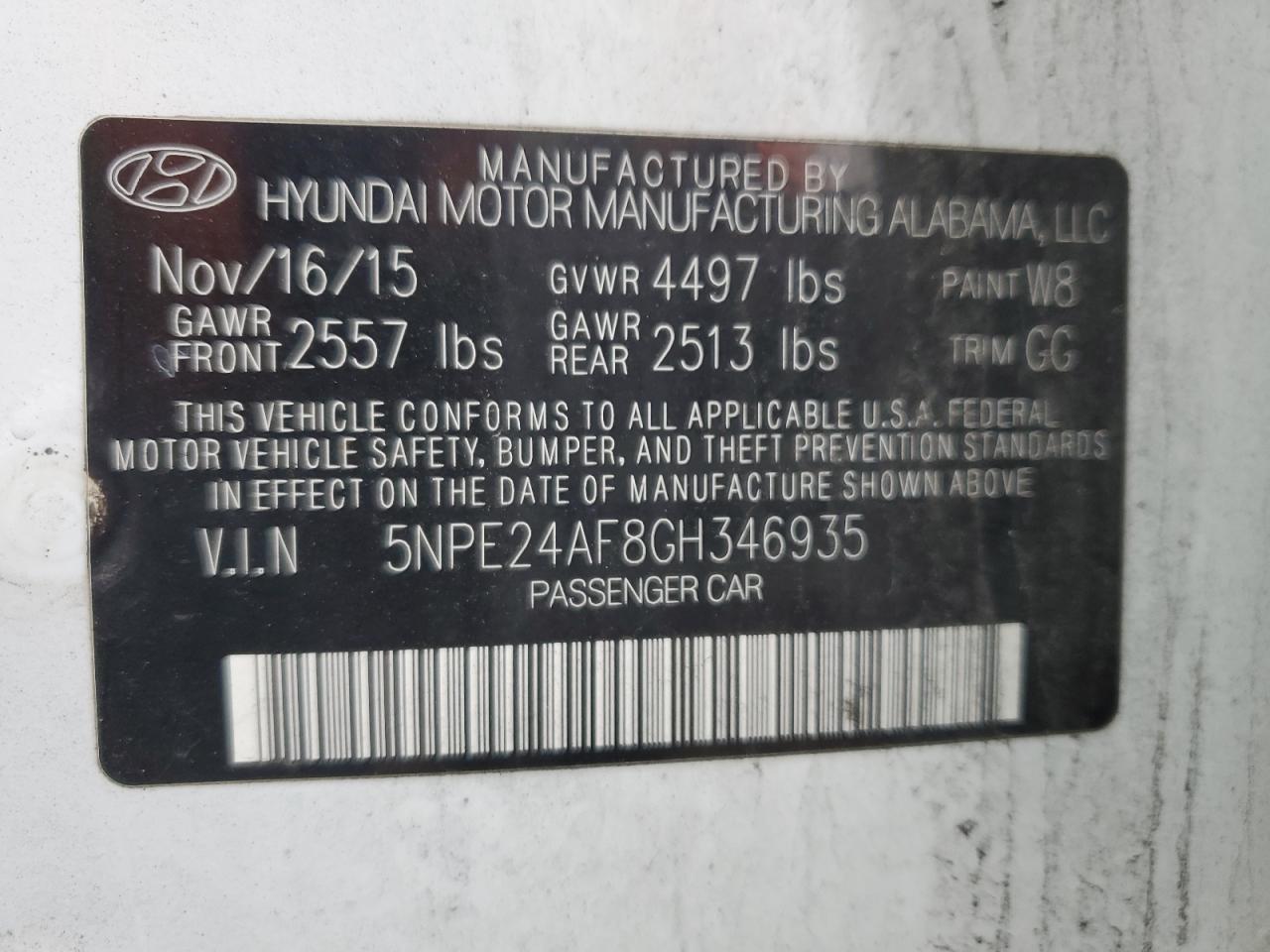 2016 Hyundai Sonata Se White vin: 5NPE24AF8GH346935