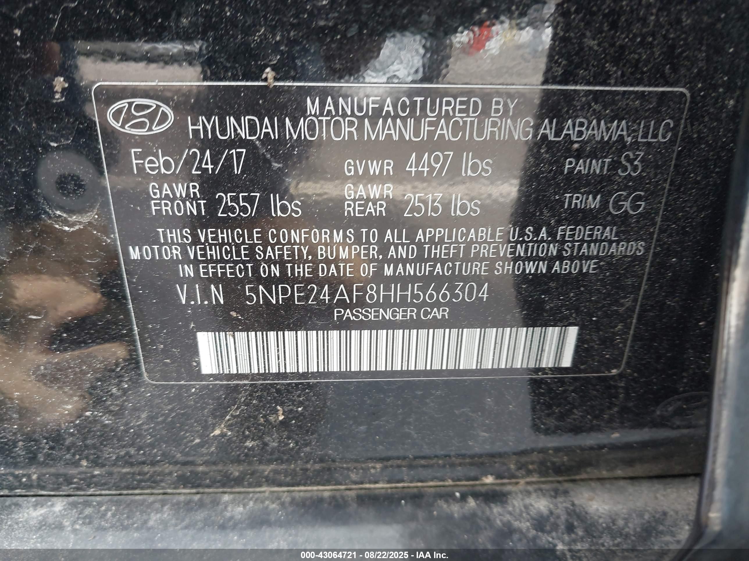 2017 Hyundai Sonata   Black vin: 5NPE24AF8HH566304