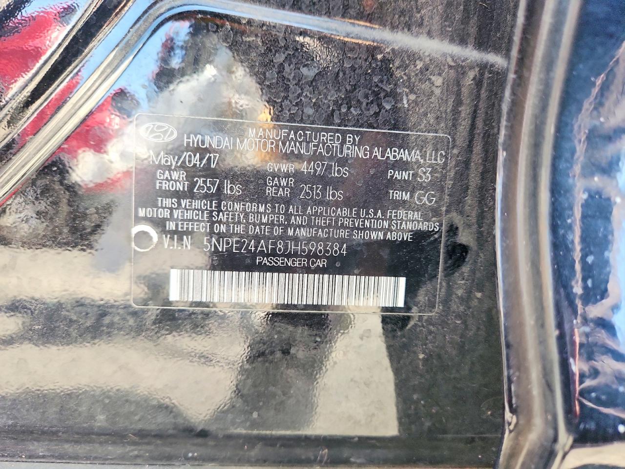 2018 Hyundai Sonata Se Black vin: 5NPE24AF8JH598384