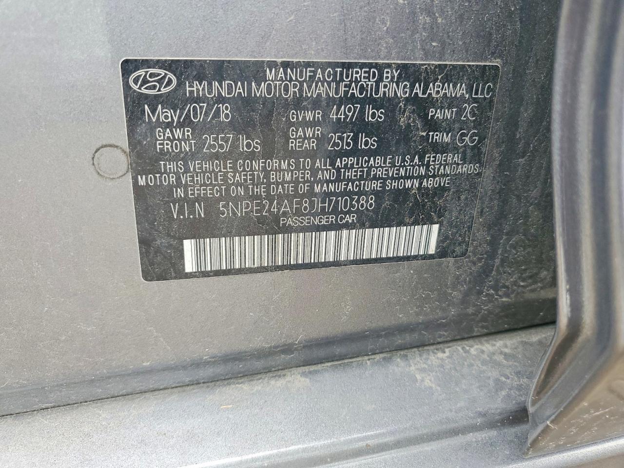 2018 Hyundai Sonata Se Серый vin: 5NPE24AF8JH710388