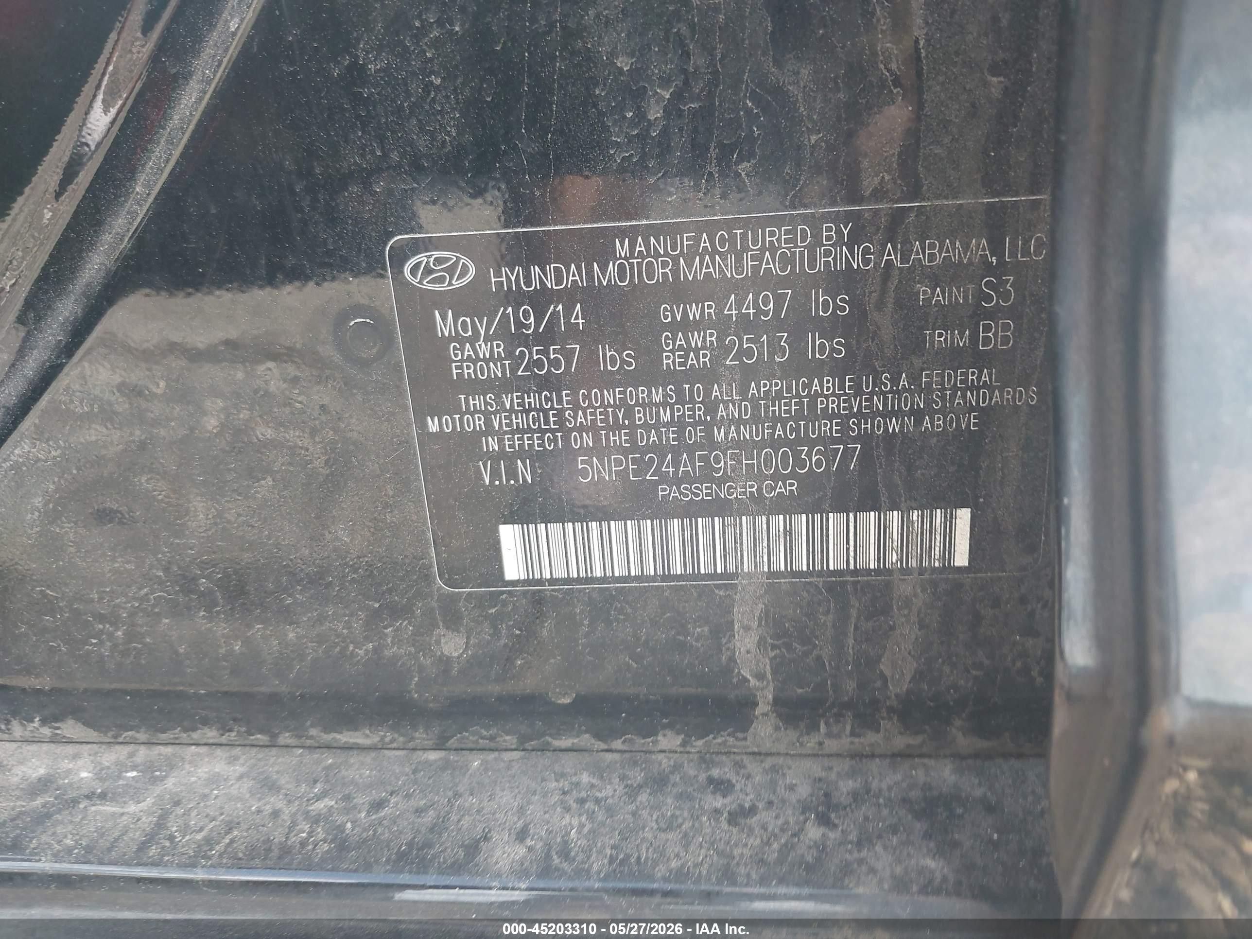 2015 Hyundai Sonata Se Black vin: 5NPE24AF9FH003677