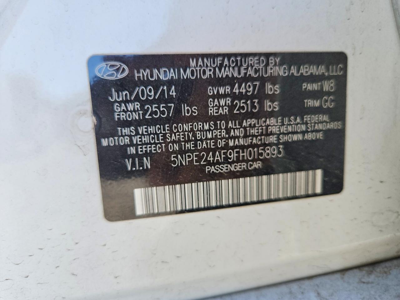 2015 Hyundai Sonata Se White vin: 5NPE24AF9FH015893