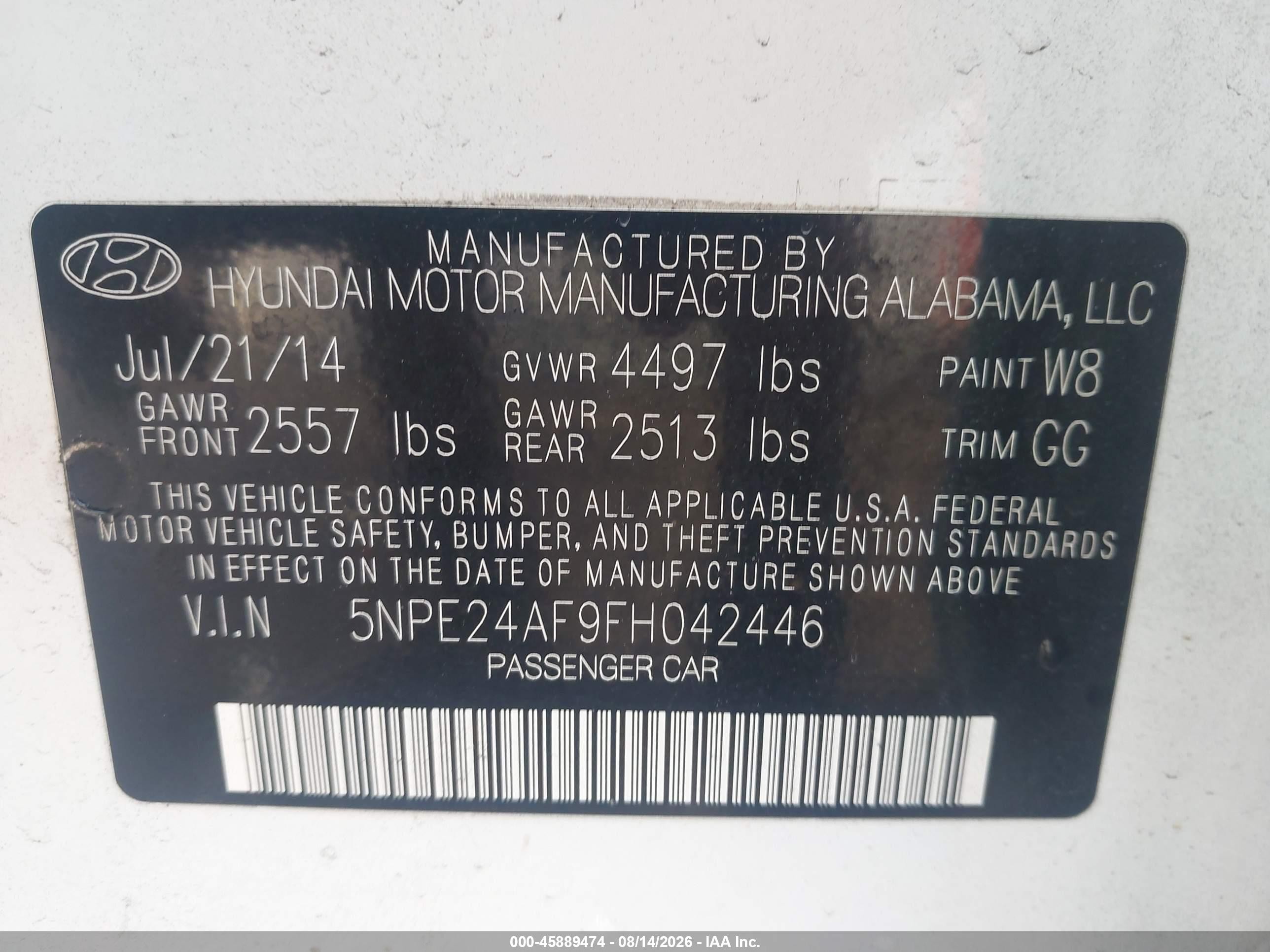 2015 Hyundai Sonata Se White vin: 5NPE24AF9FH042446