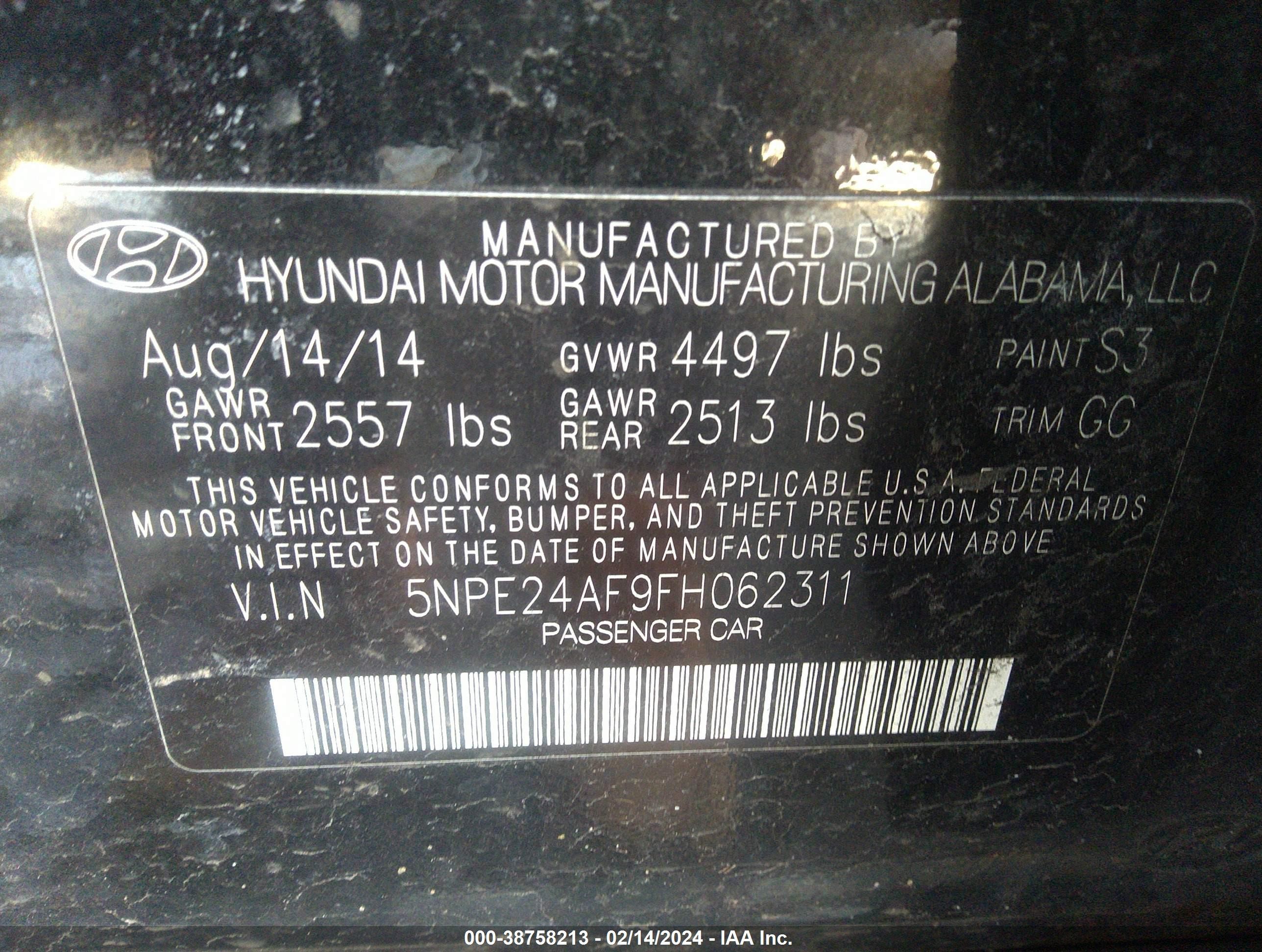 2015 Hyundai Sonata Se Black vin: 5NPE24AF9FH062311