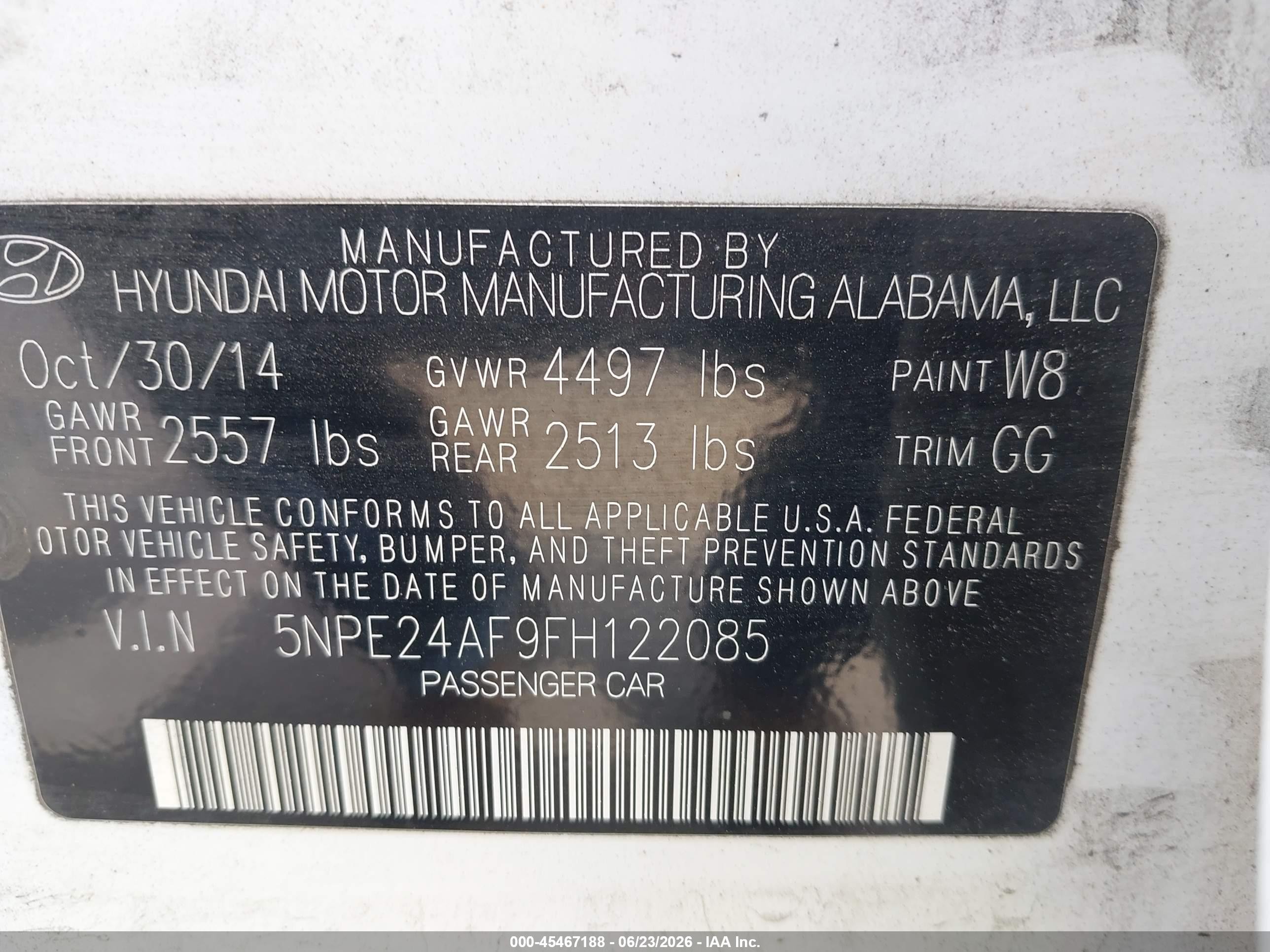 2015 Hyundai Sonata Se White vin: 5NPE24AF9FH122085