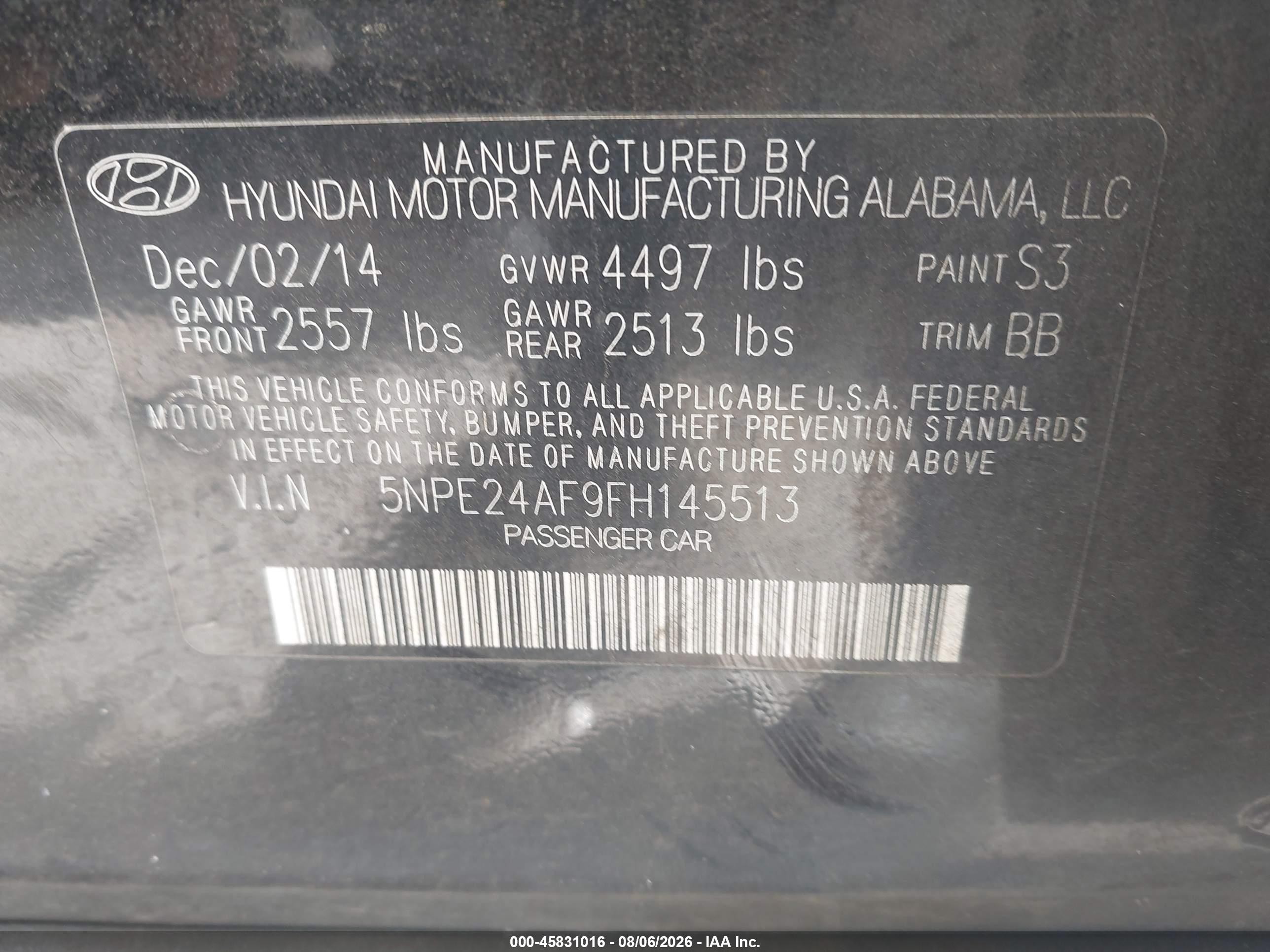 2015 Hyundai Sonata Se Black vin: 5NPE24AF9FH145513