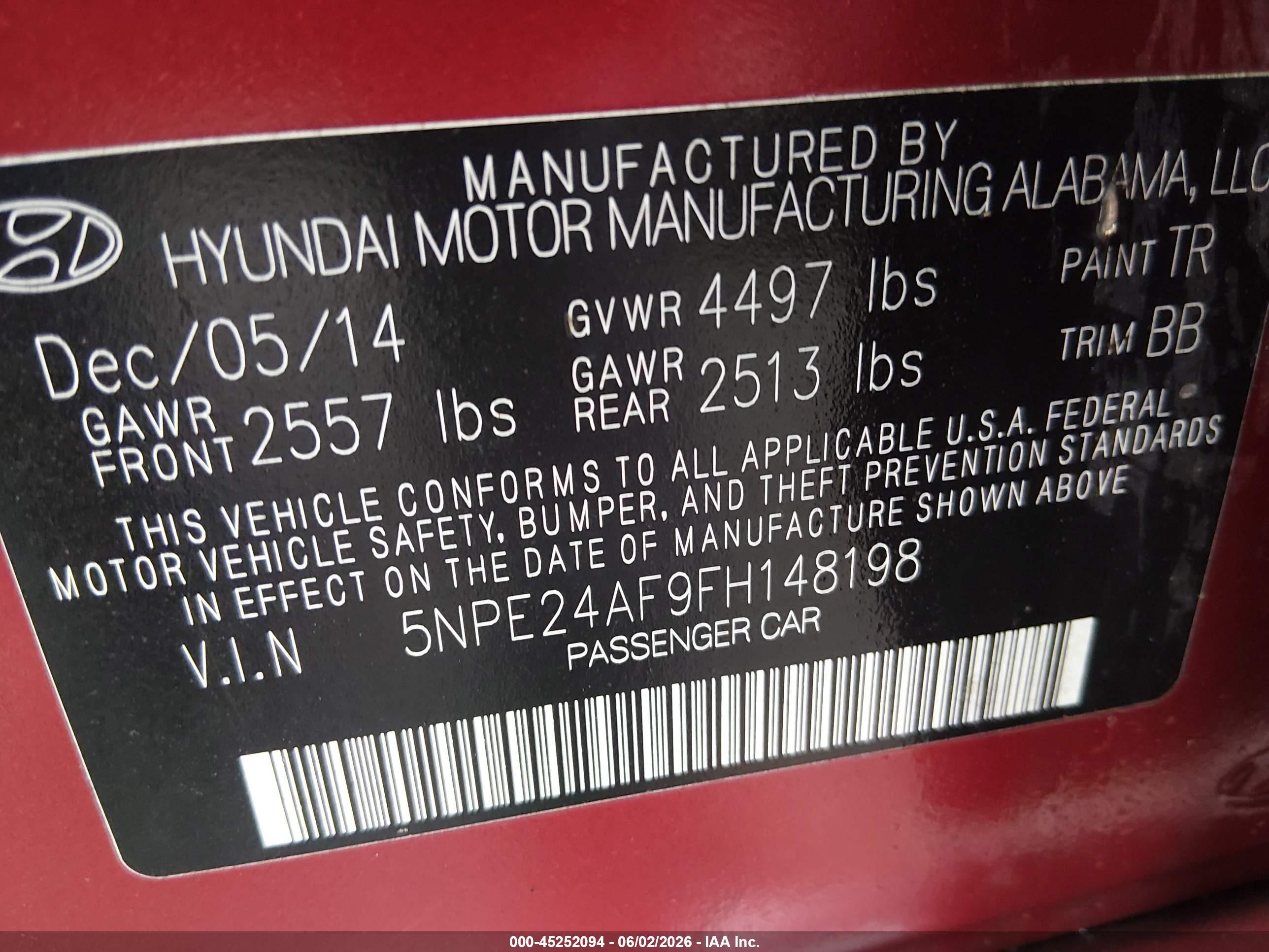 2015 Hyundai Sonata Se Red vin: 5NPE24AF9FH148198