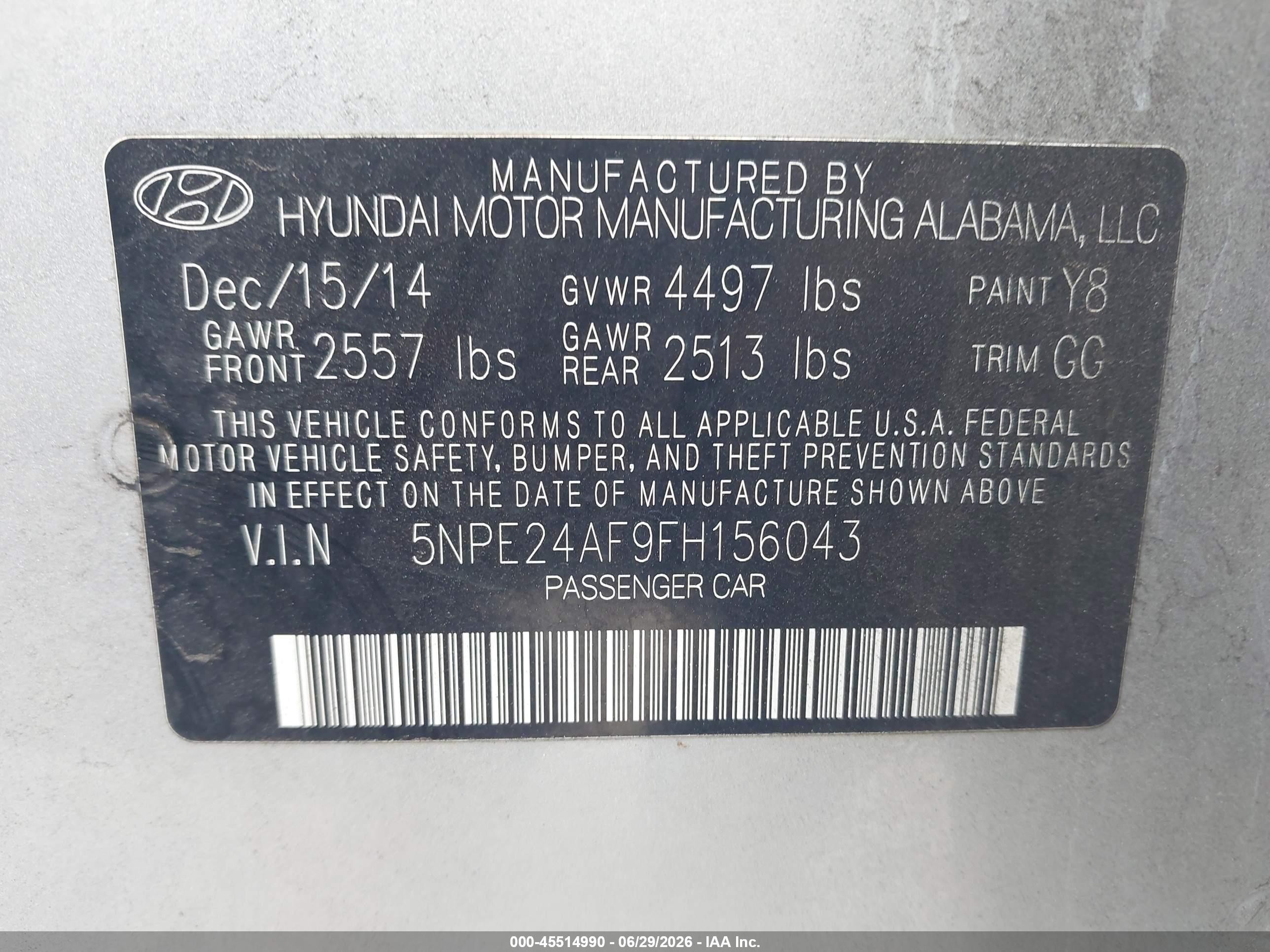 2015 Hyundai Sonata Se Silver vin: 5NPE24AF9FH156043