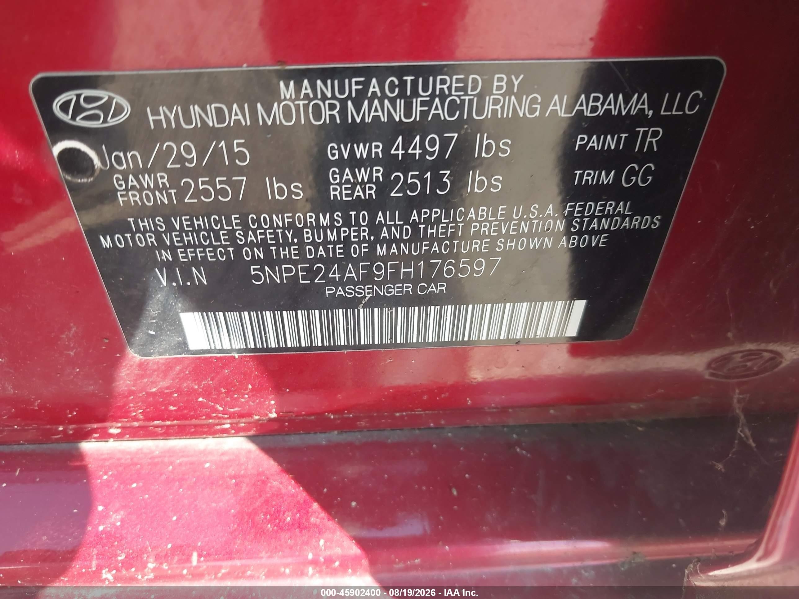 2015 Hyundai Sonata Se Красный vin: 5NPE24AF9FH176597