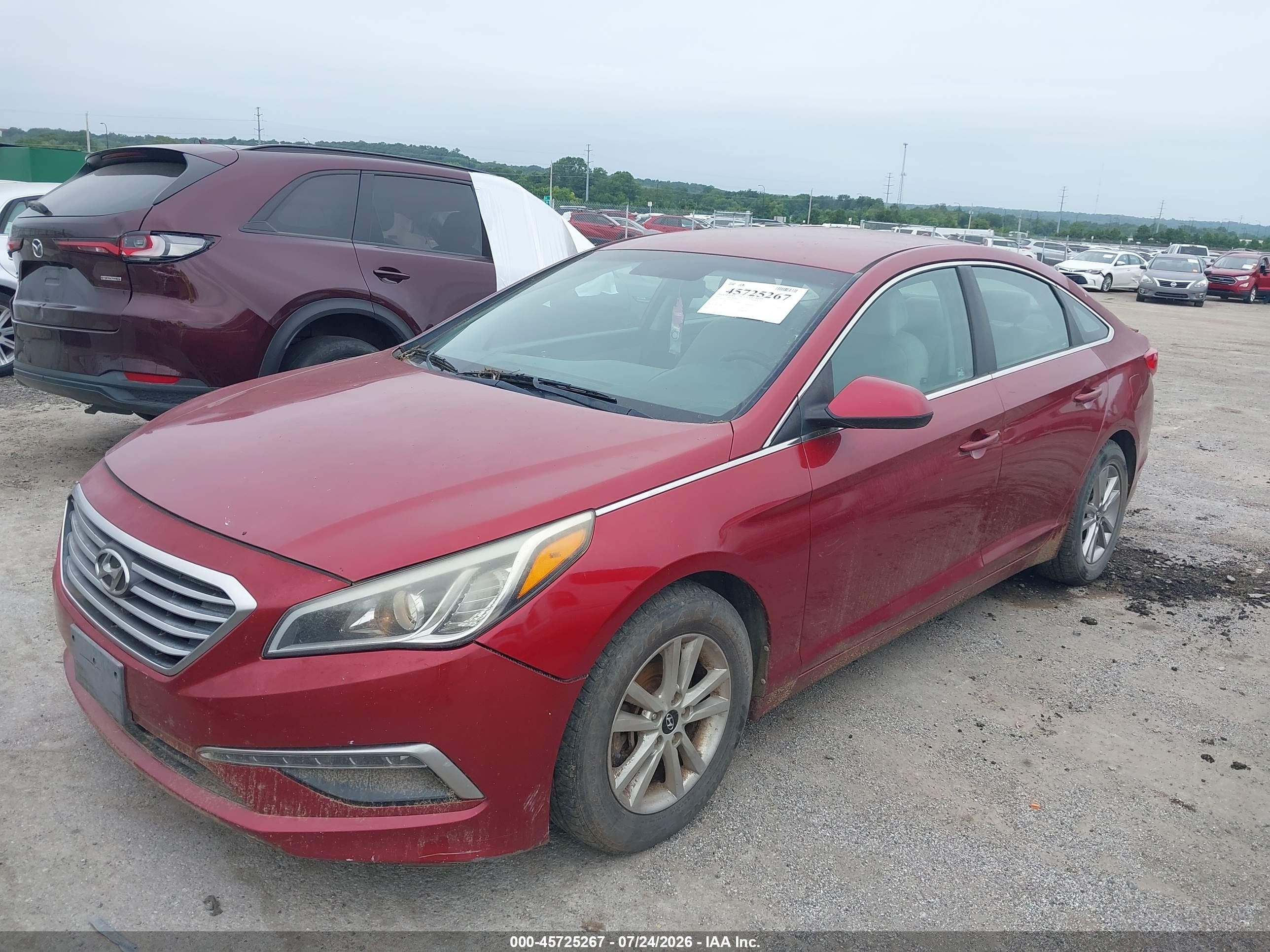 2015 Hyundai Sonata Se Burgundy vin: 5NPE24AF9FH177572