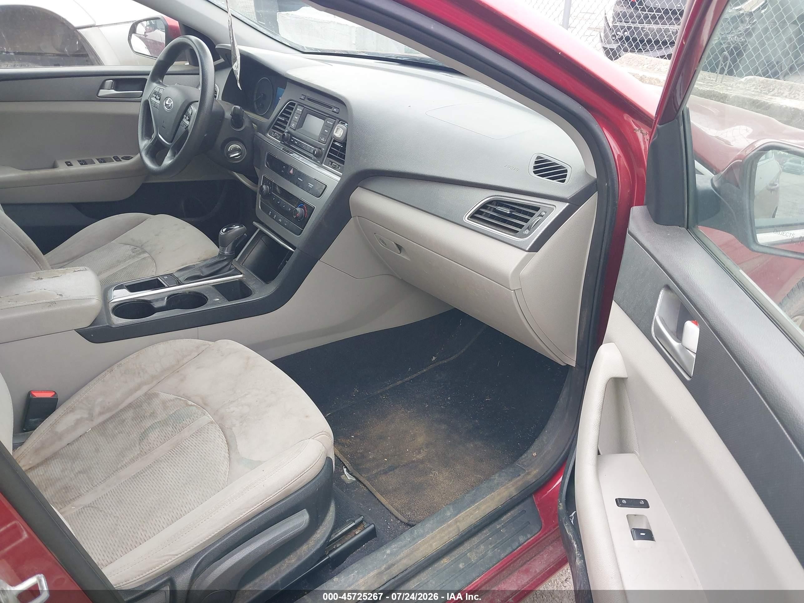 2015 Hyundai Sonata Se Burgundy vin: 5NPE24AF9FH177572