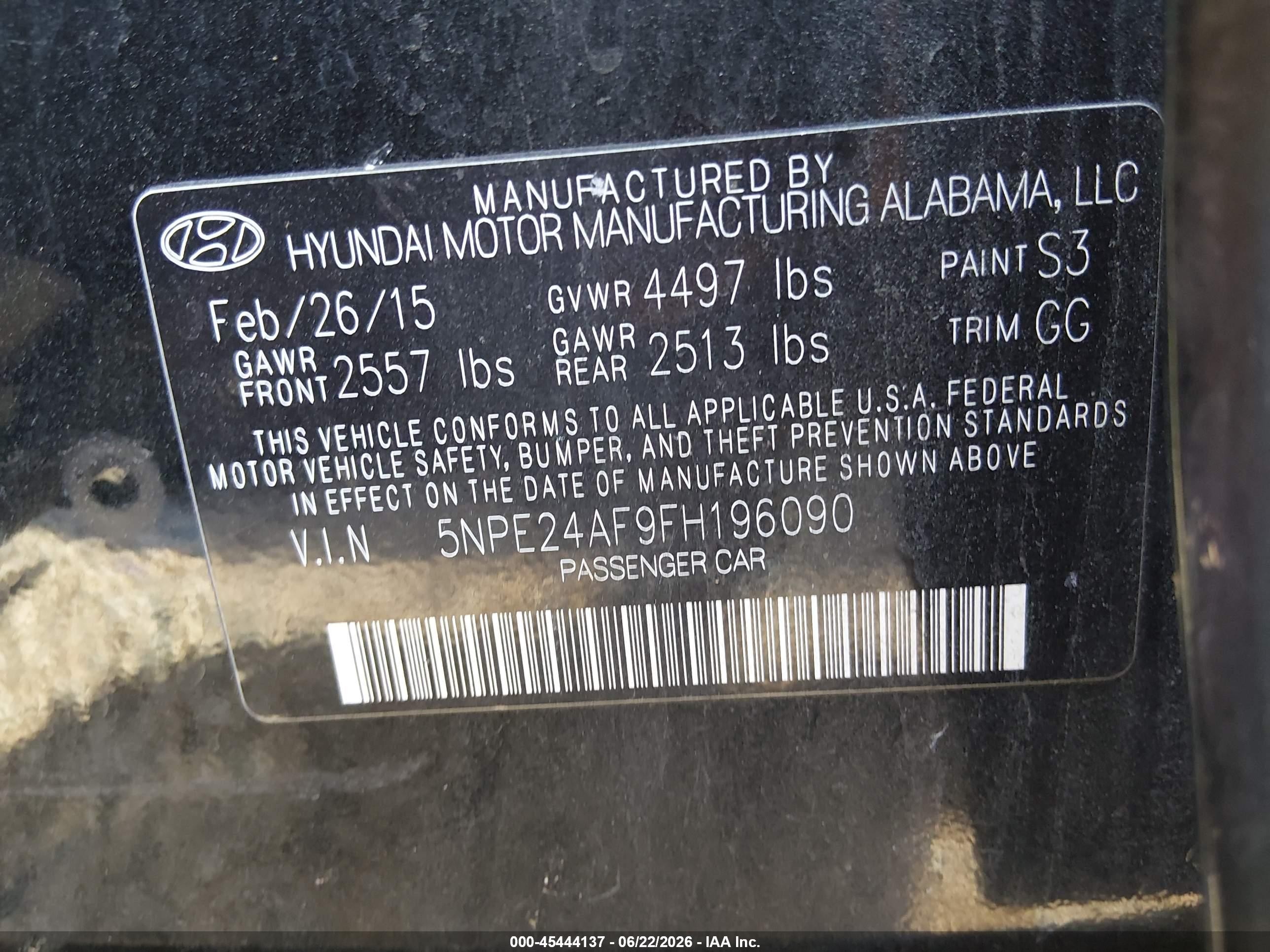 2015 Hyundai Sonata Se Black vin: 5NPE24AF9FH196090