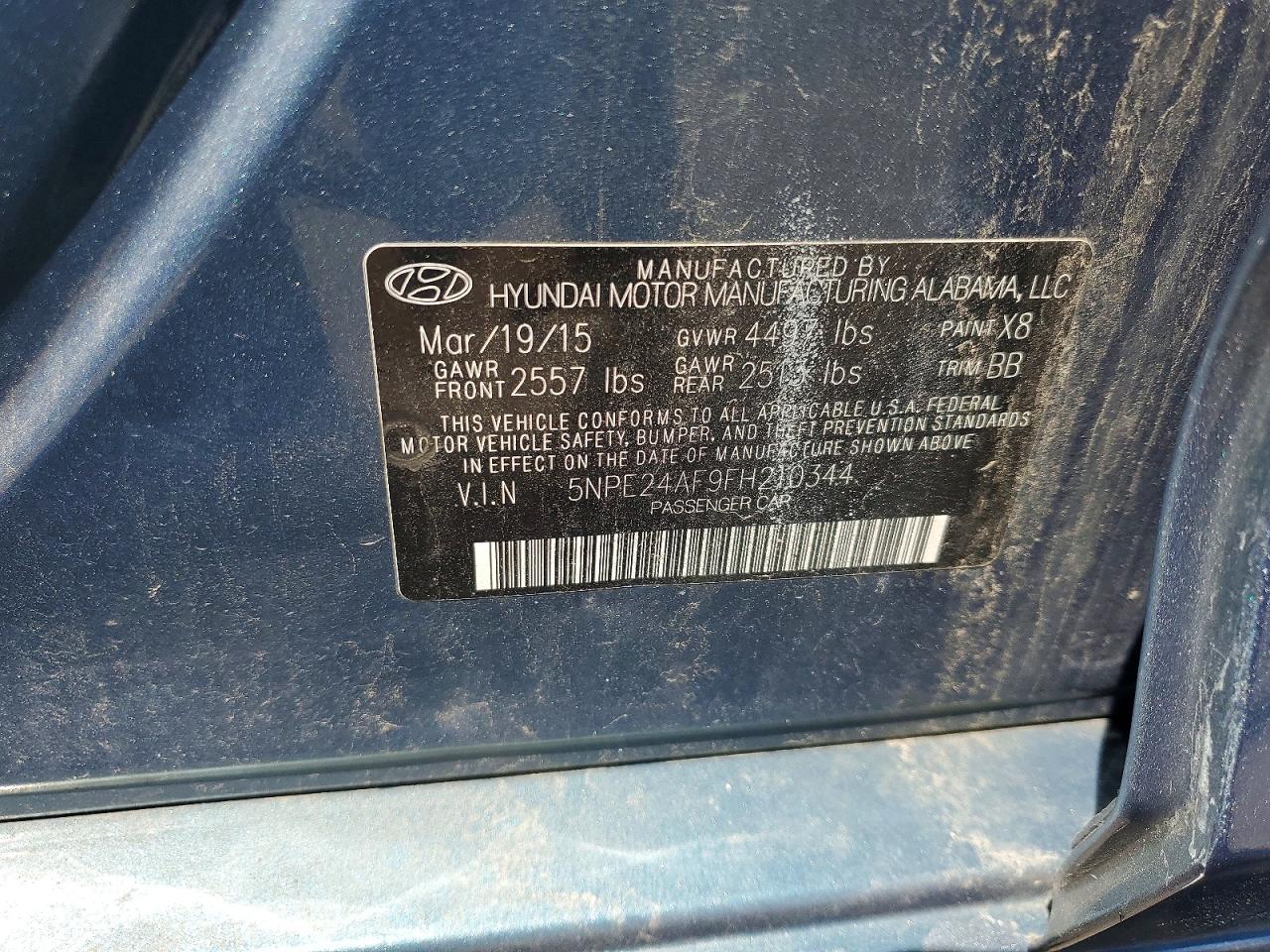 2015 Hyundai Sonata Se Blue vin: 5NPE24AF9FH210344