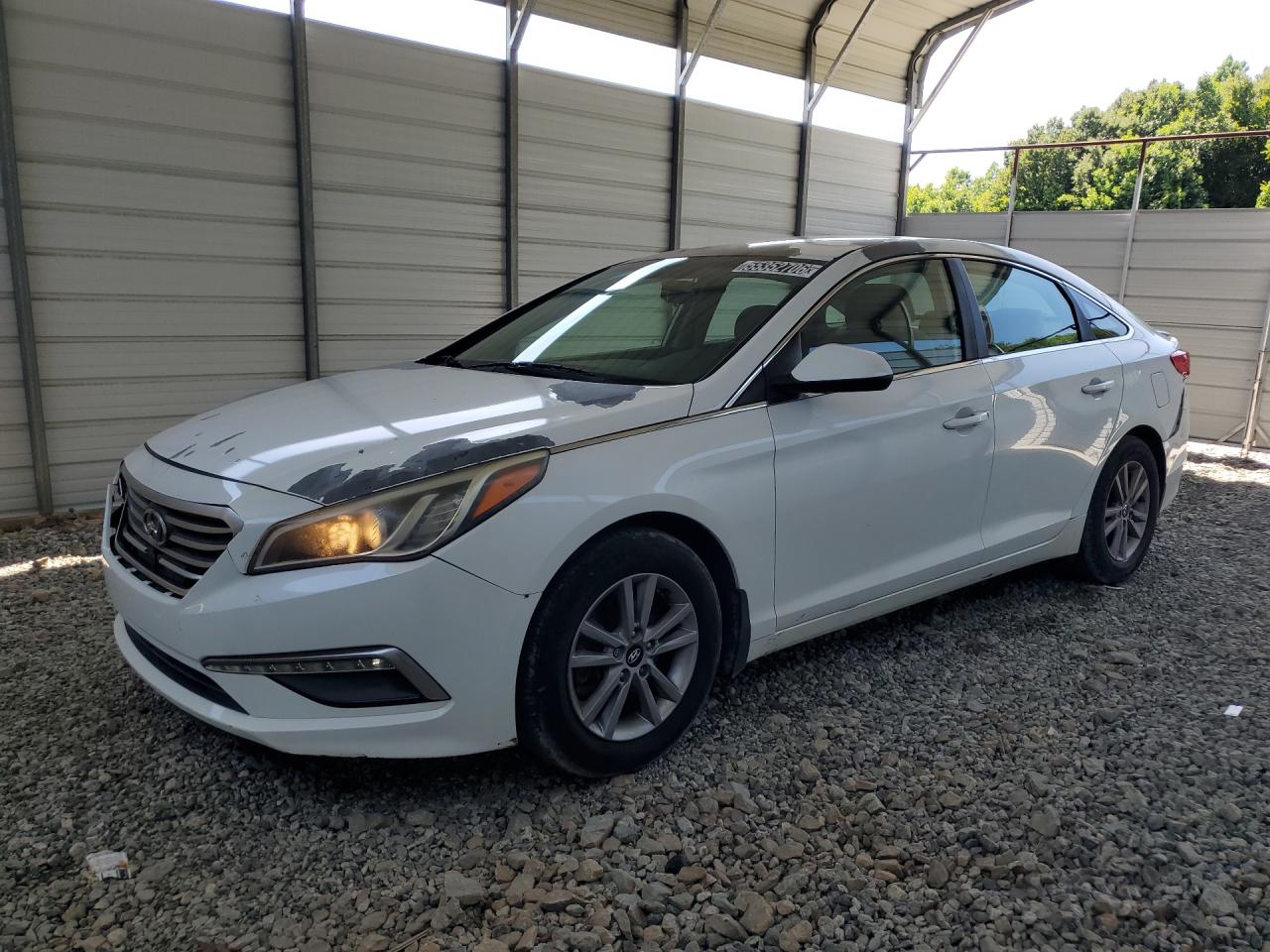 2015 Hyundai Sonata Se White vin: 5NPE24AF9FH222848 Damage: Roof, Peeling, > 12 Inches